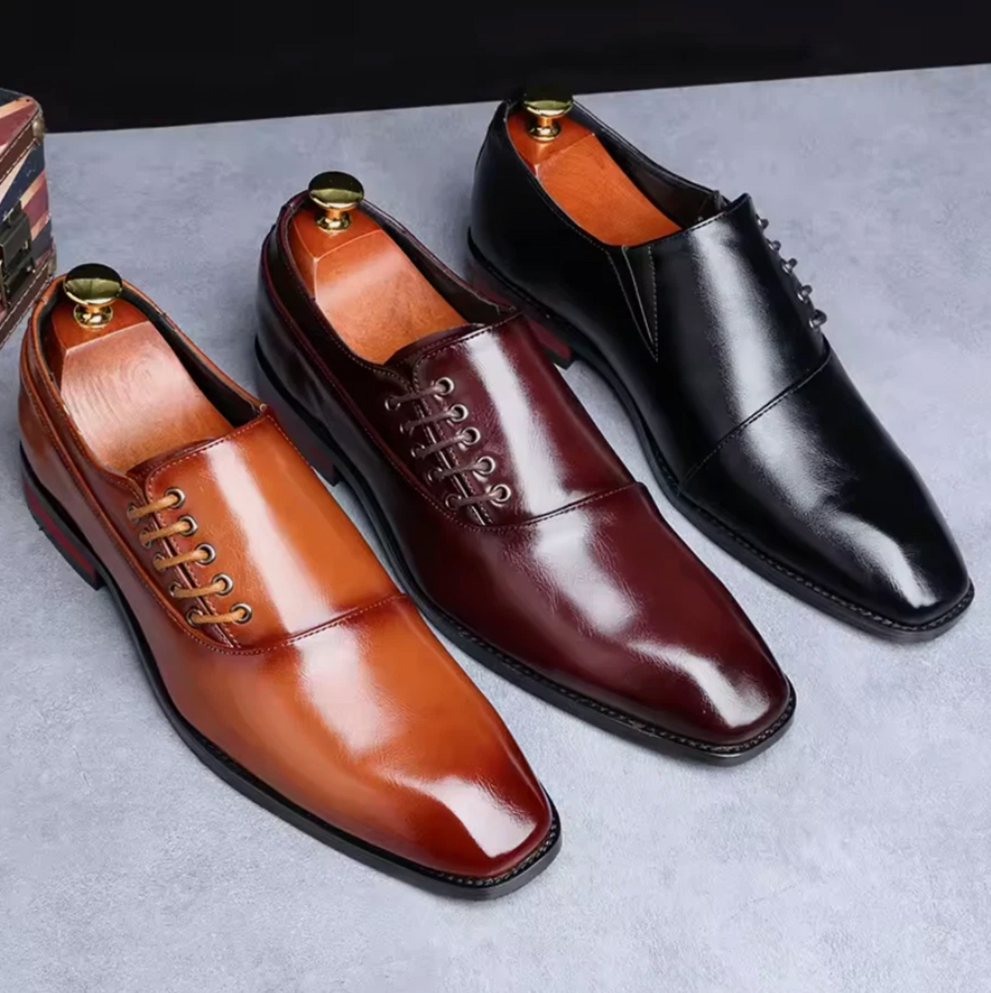 Mens Polished Shine Leather Dress Shoes