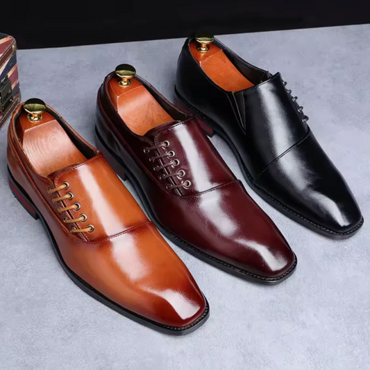 Mens Polished Shine Leather Dress Shoes