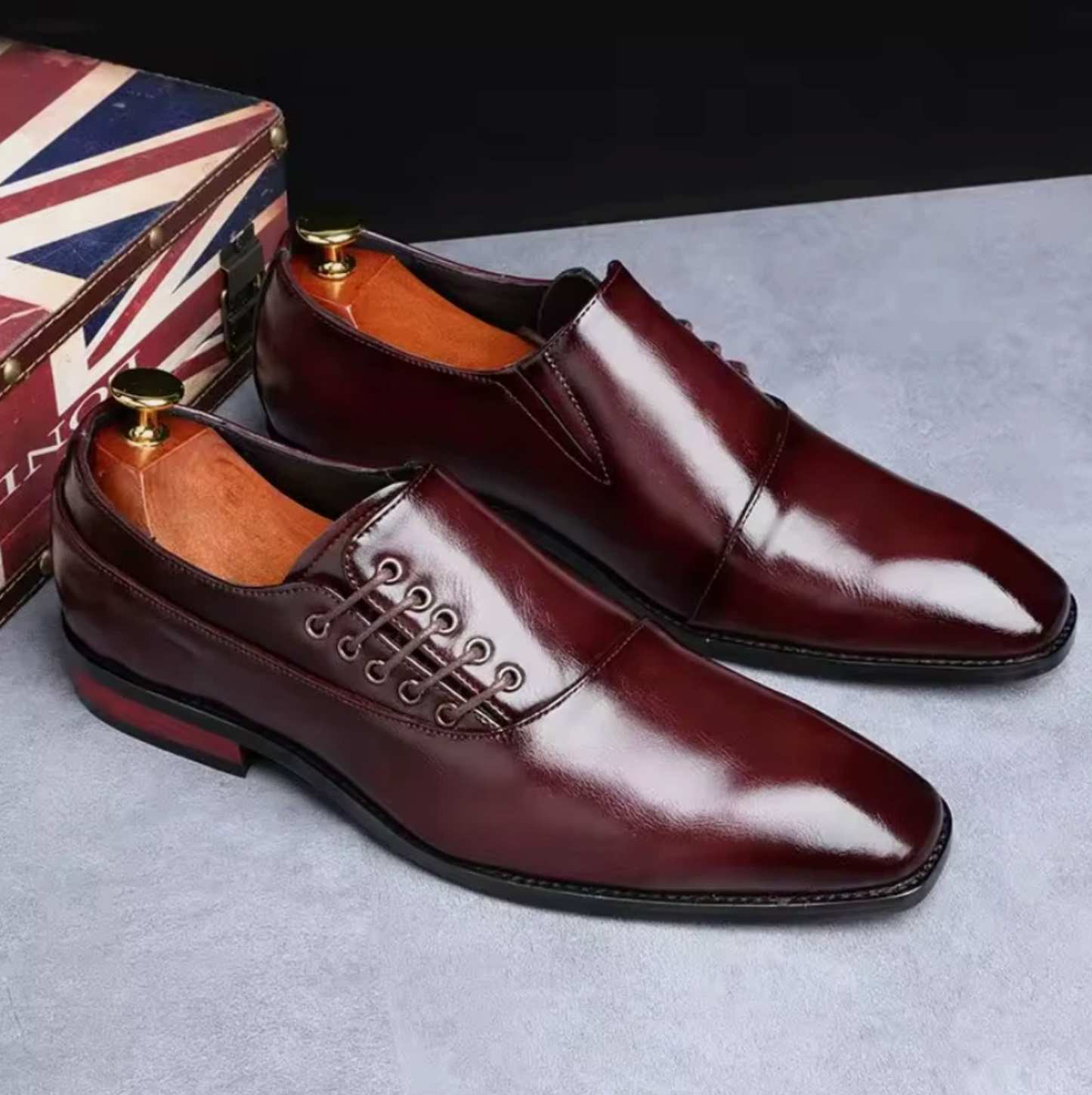 Mens Polished Shine Leather Dress Shoes