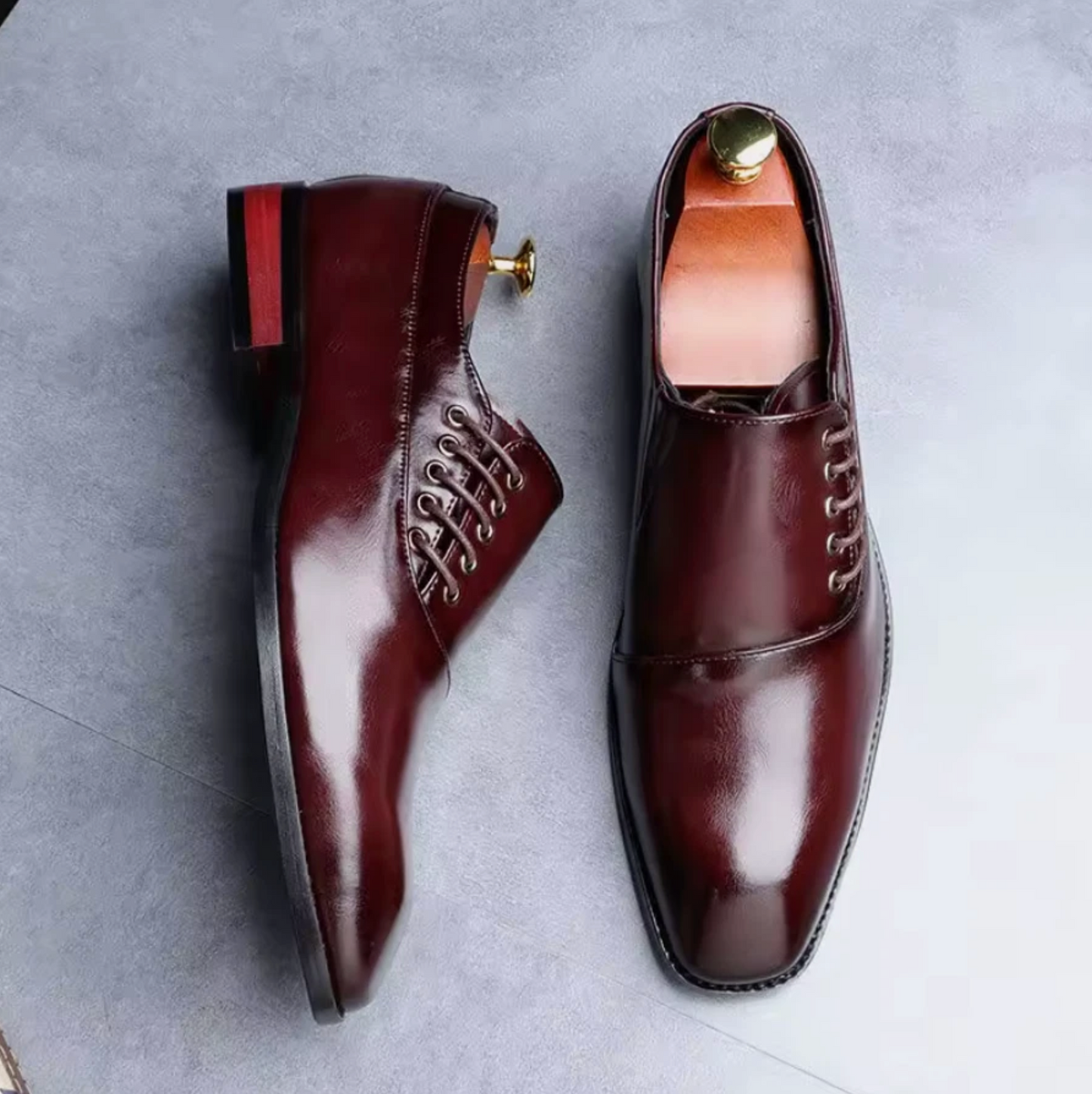 Mens Polished Shine Leather Dress Shoes