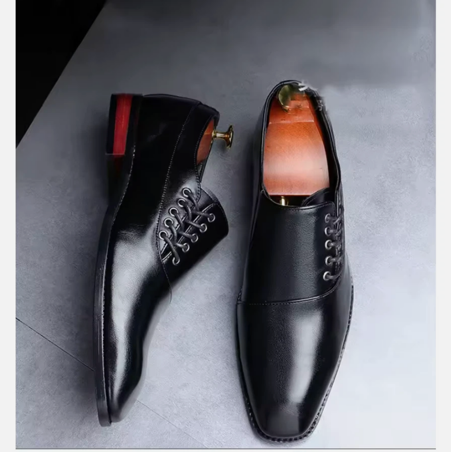 Mens Polished Shine Leather Dress Shoes