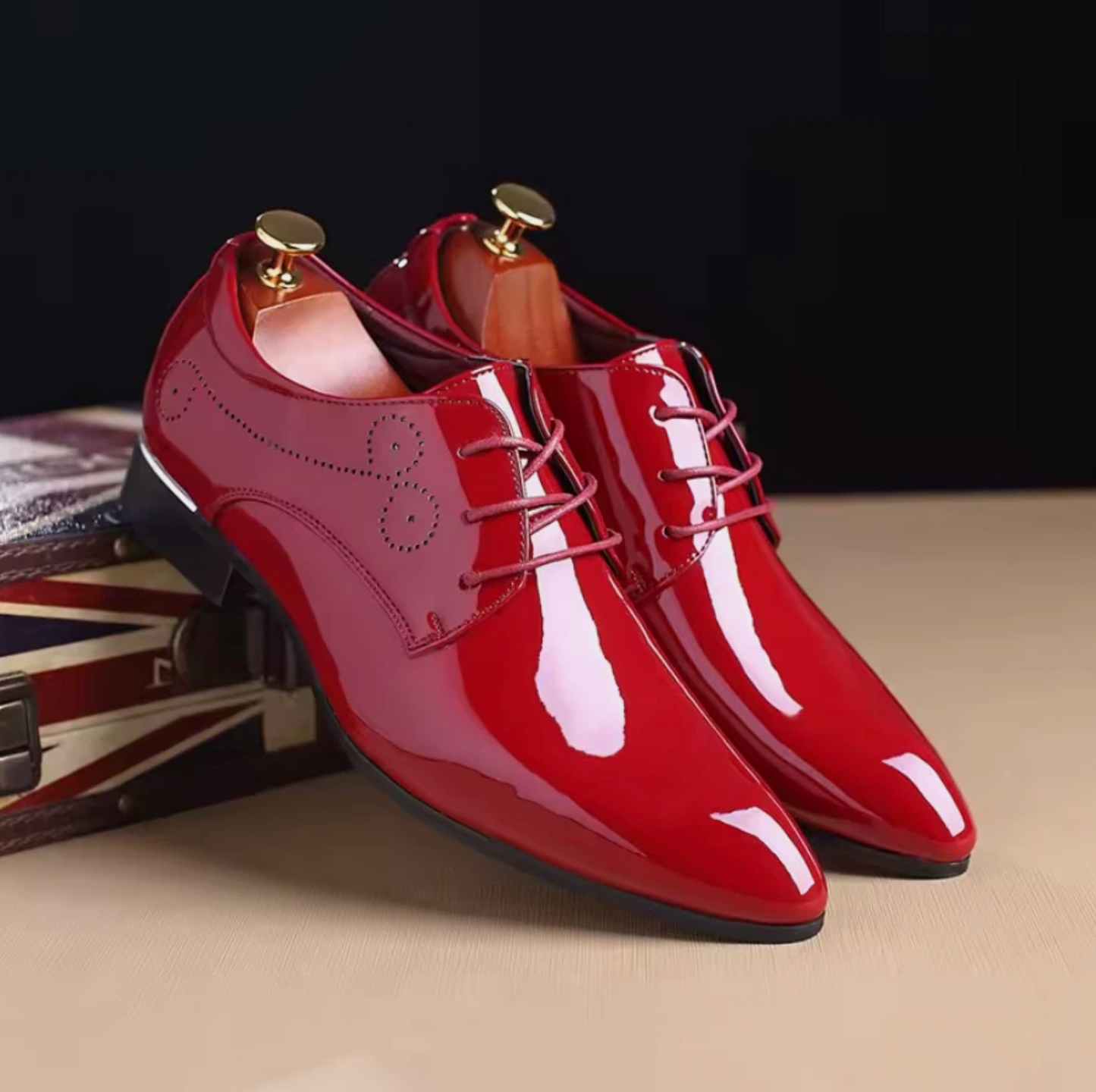 Mens Shiny Polished Leather High End Luxury Dress Shoes