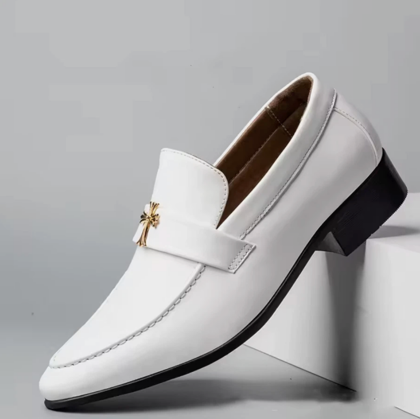 Luxury Class Premium Fashion Cross Design Polished Dress Shoes