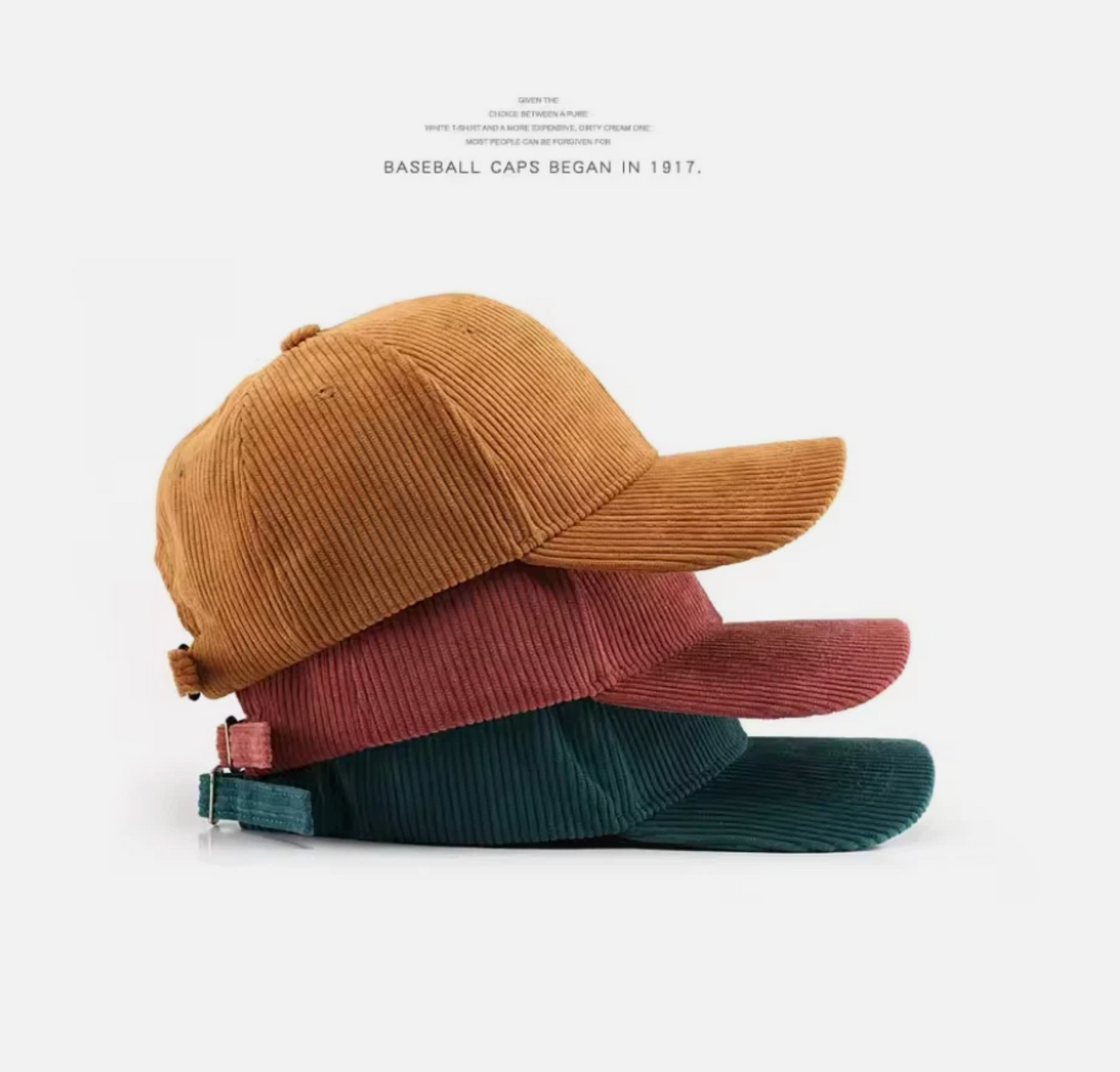 Mens Corduroy Adjustable Size Fit Baseball Caps Multi Colors