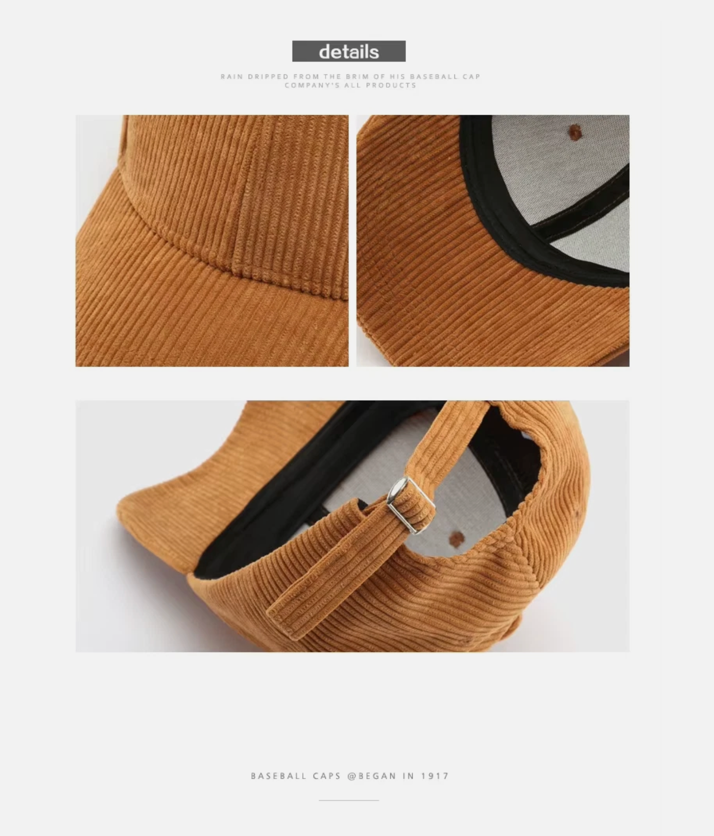 Mens Corduroy Adjustable Size Fit Baseball Caps Multi Colors