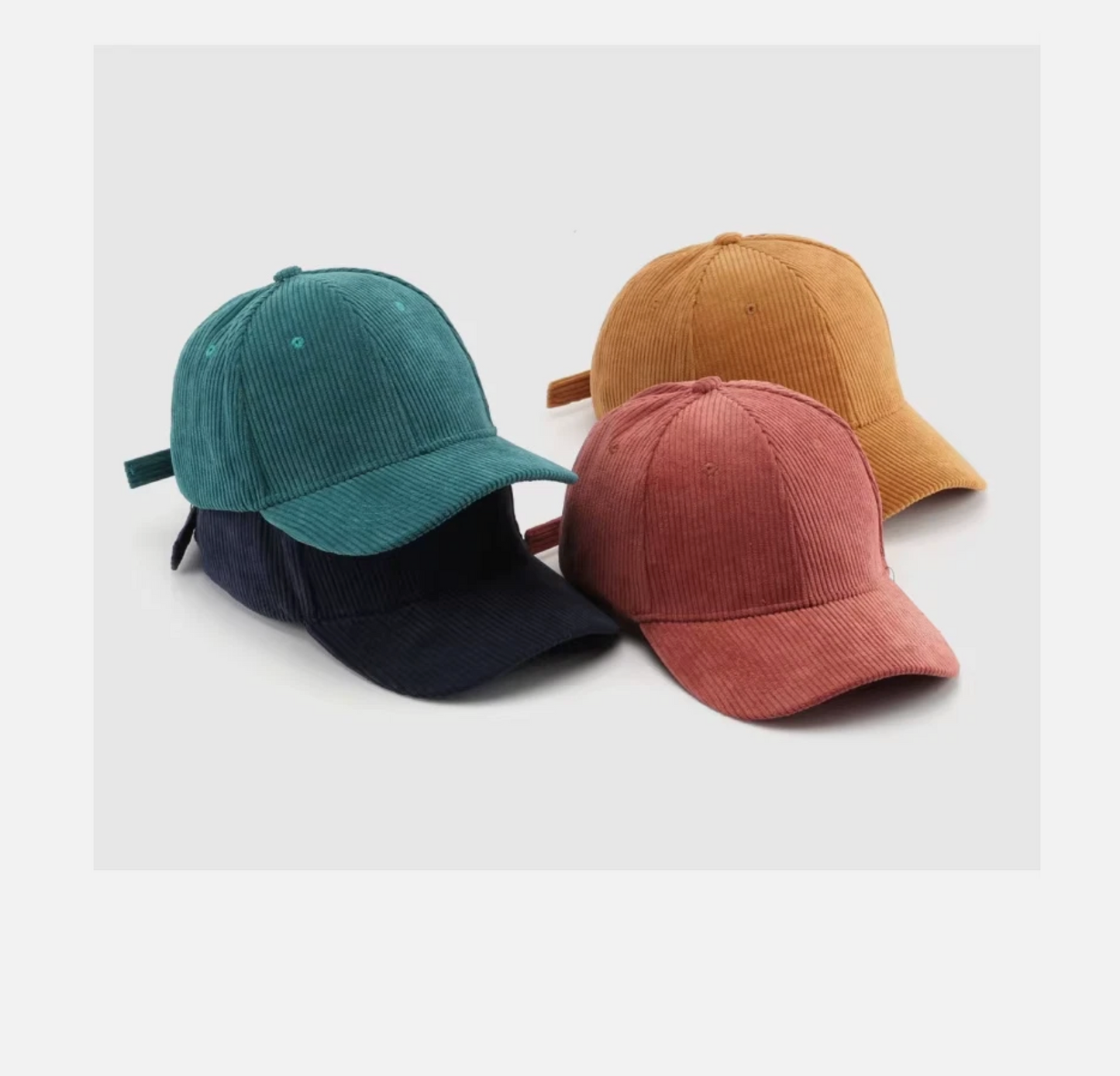 Mens Corduroy Adjustable Size Fit Baseball Caps Multi Colors