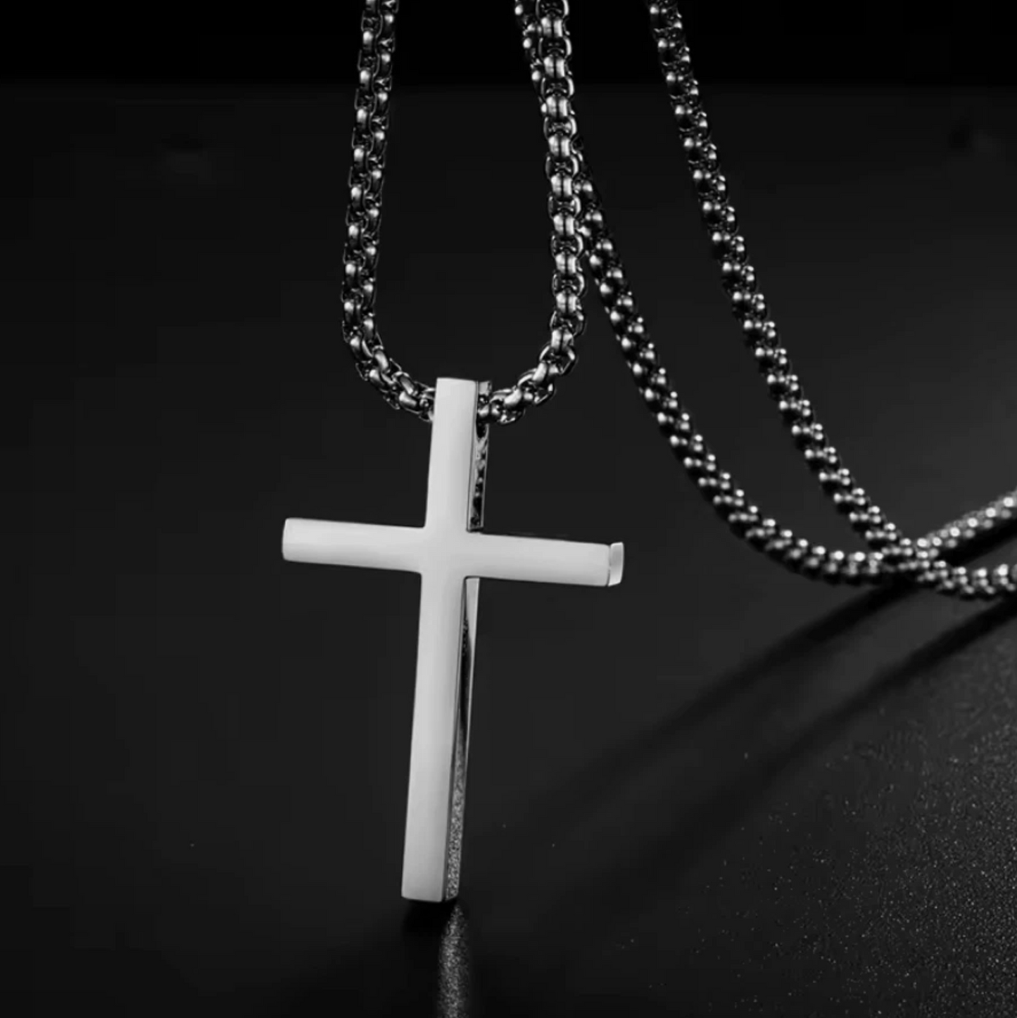 Stainless Steel Titanium Metal Cross Pendant Silver Chain