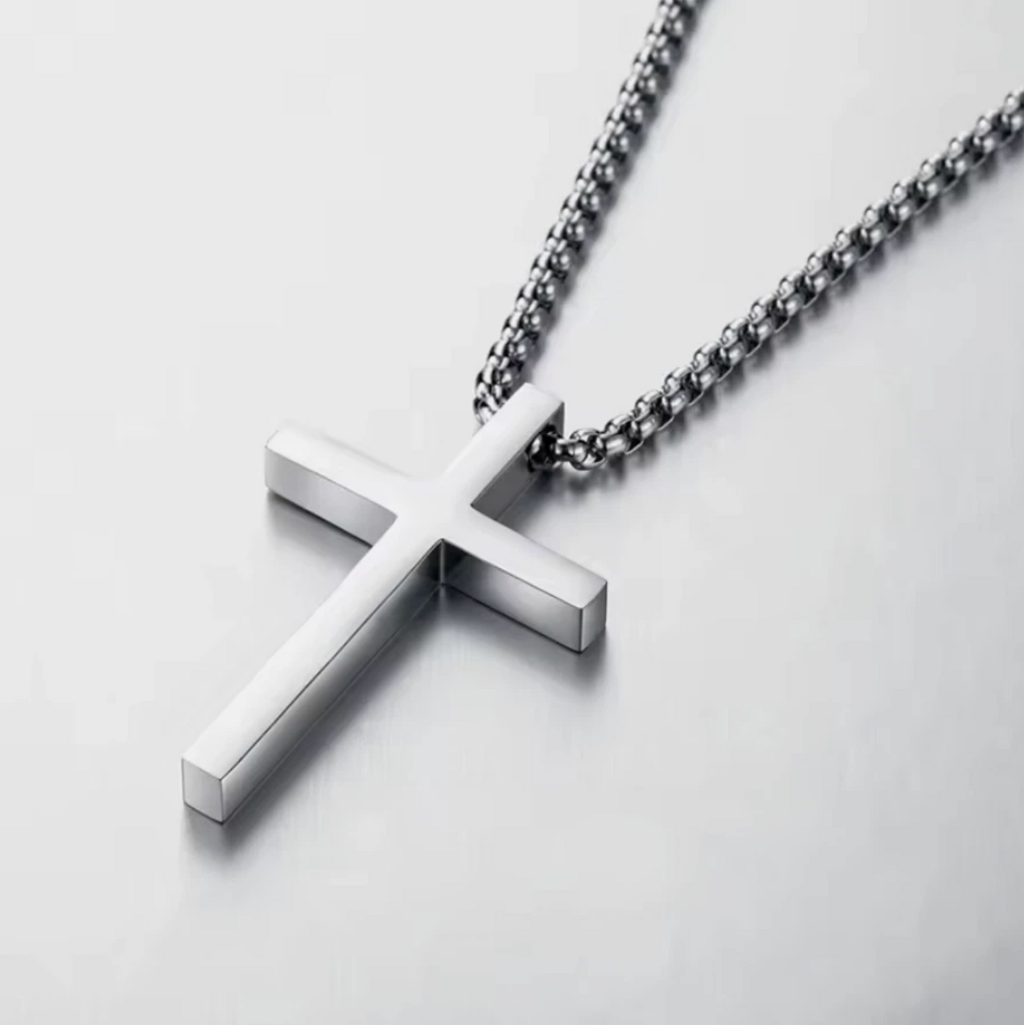 Stainless Steel Titanium Metal Cross Pendant Silver Chain