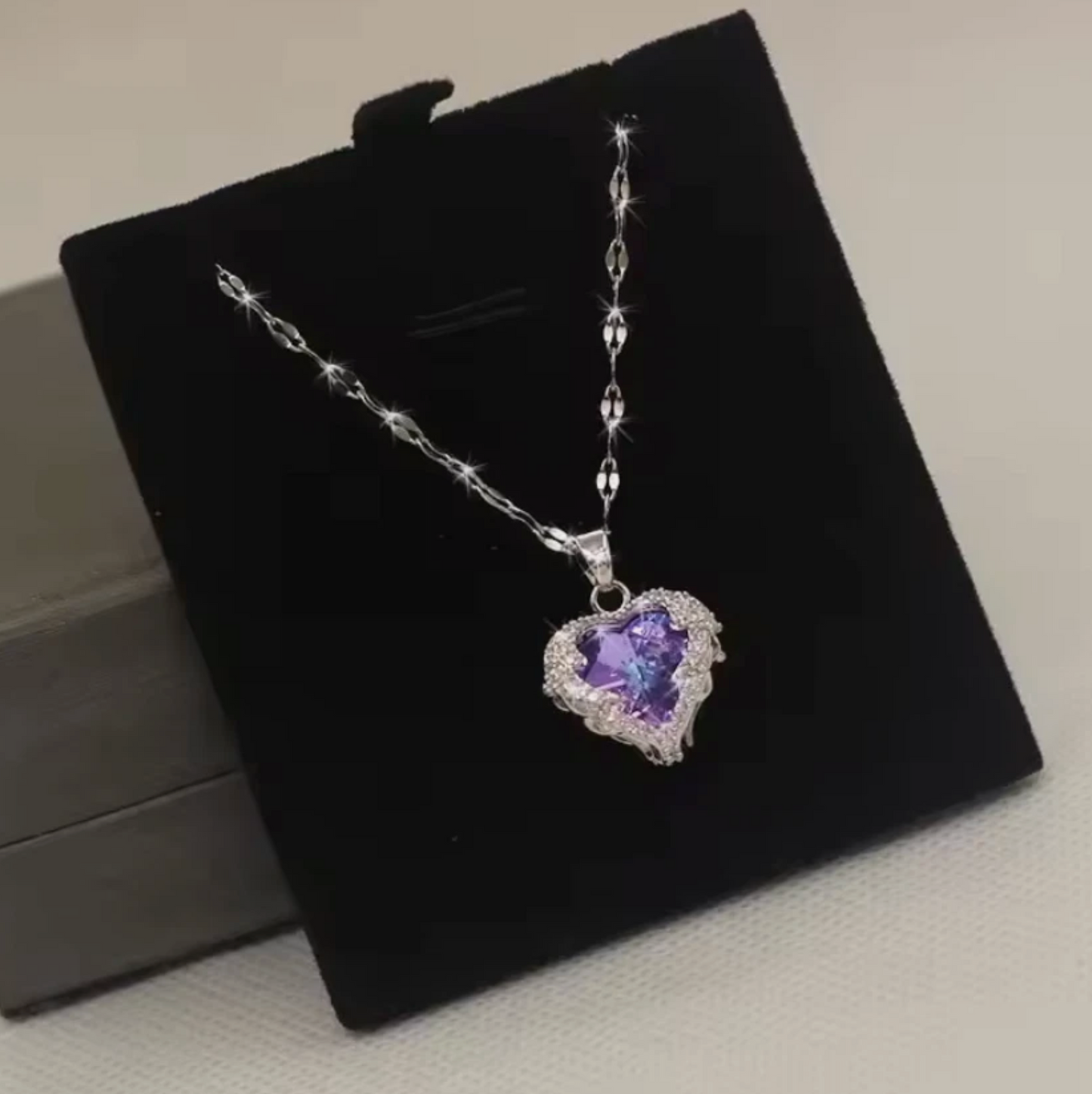 Womans Gem Gold Rose Chain Silver Necklace