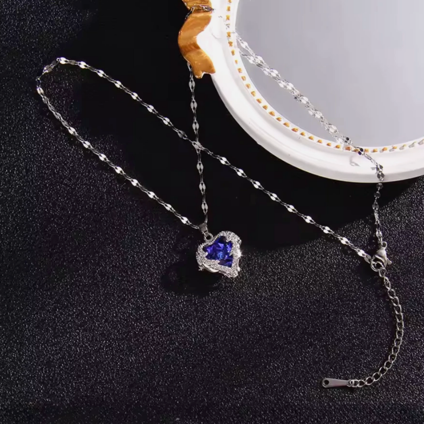 Womans Gem Gold Rose Chain Silver Necklace