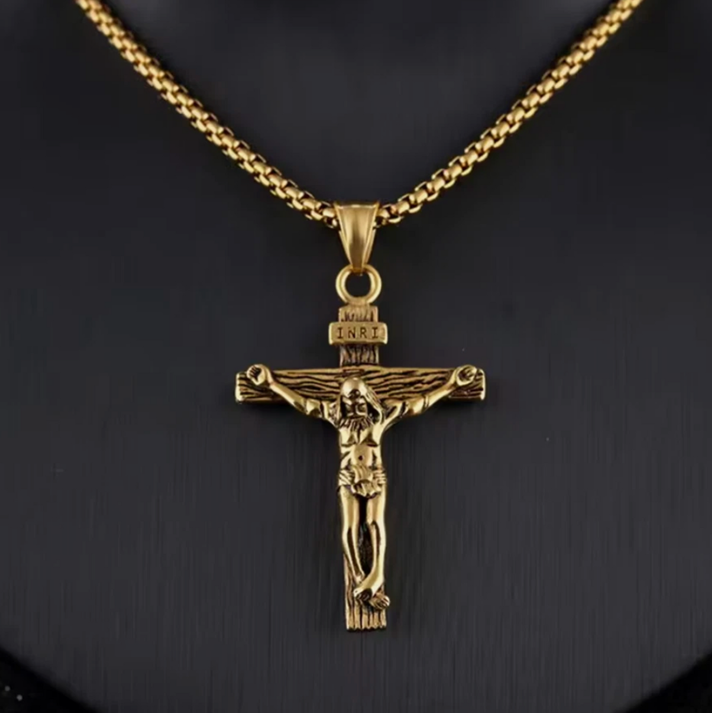 Mens Cross Pendant Gold Plated Necklace Chain Gold Or Silver
