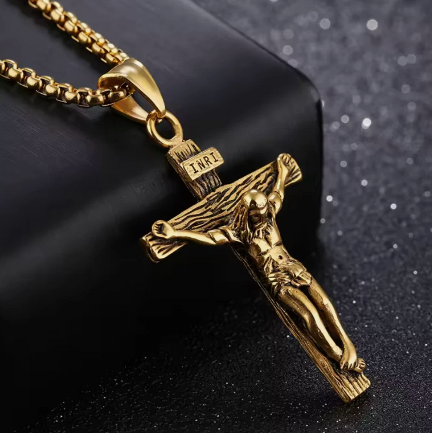 Mens Cross Pendant Gold Plated Necklace Chain Gold Or Silver