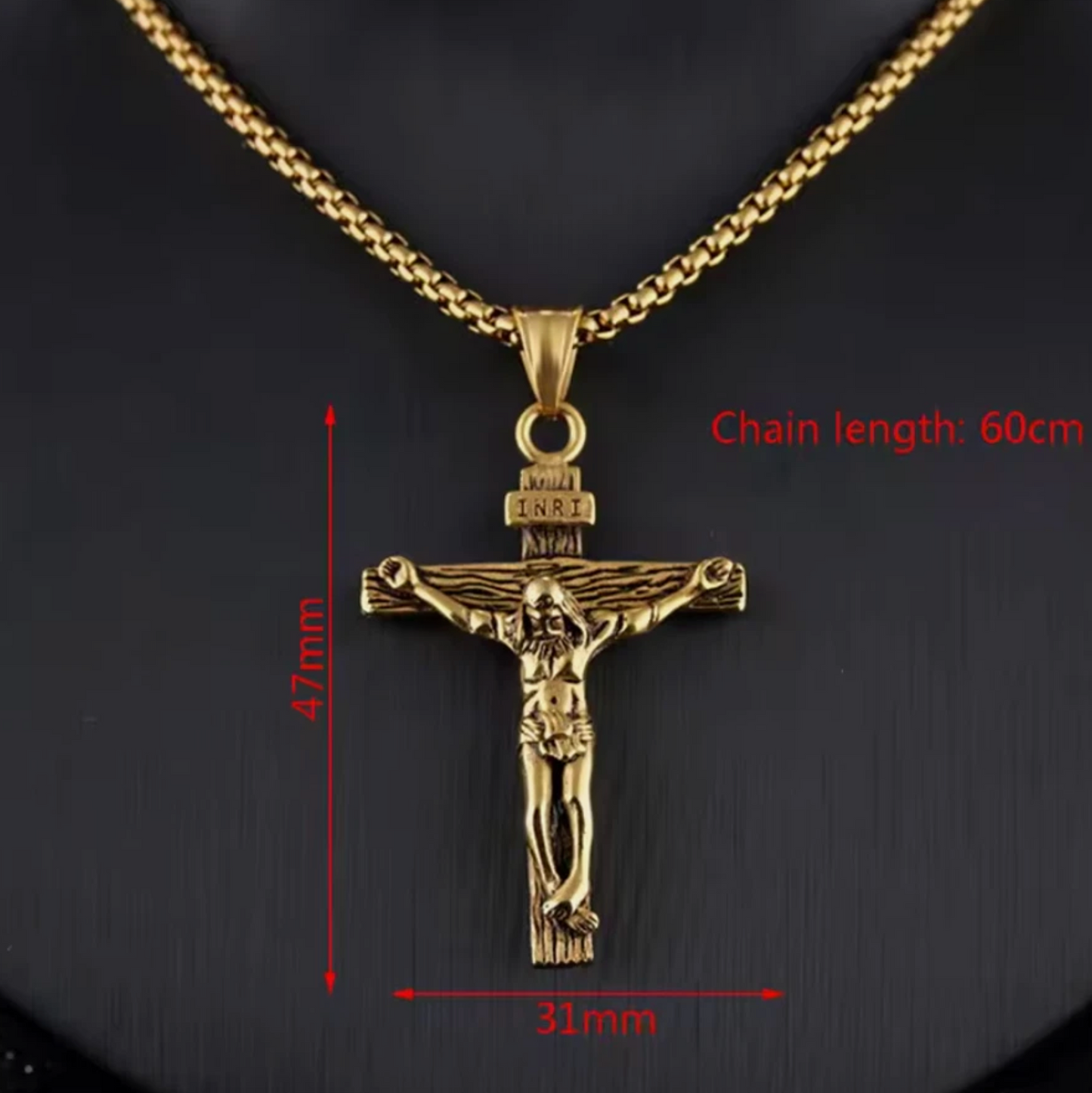 Mens Cross Pendant Gold Plated Necklace Chain Gold Or Silver