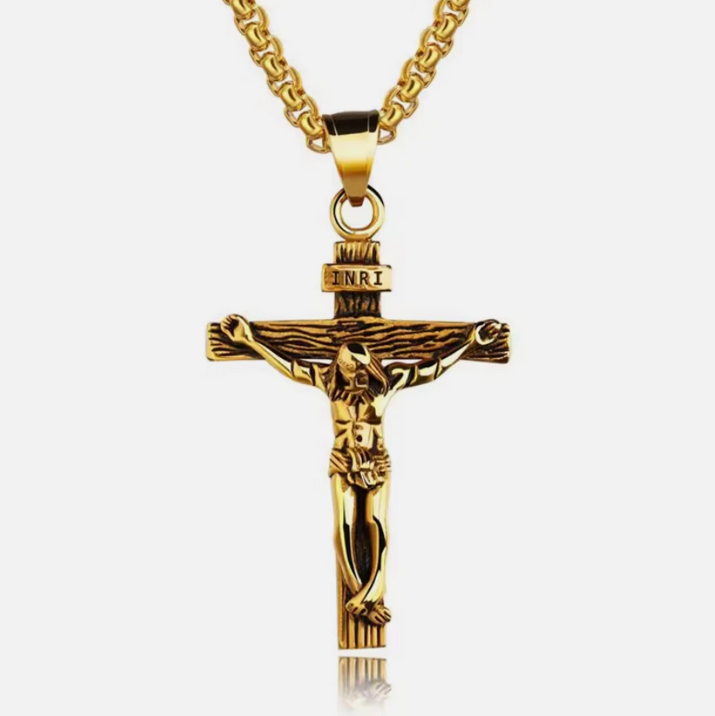 Mens Cross Pendant Gold Plated Necklace Chain Gold Or Silver