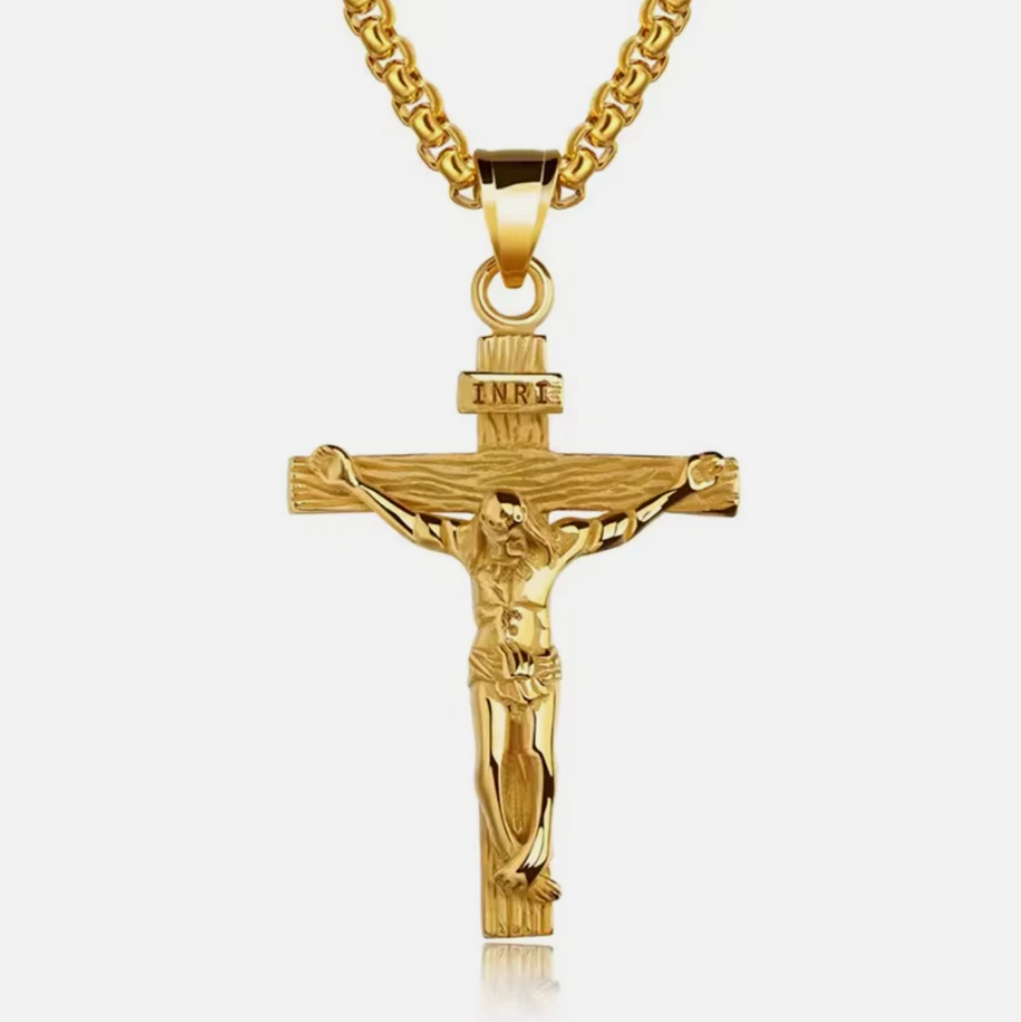Mens Cross Pendant Gold Plated Necklace Chain Gold Or Silver