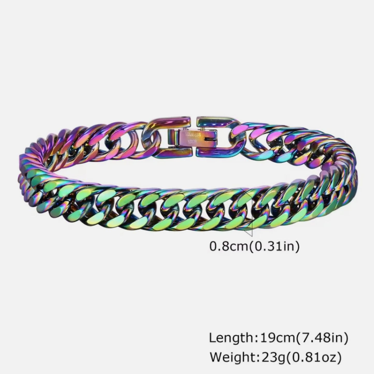 Stainless Steel Oil Stain Color Cuban Link Bracelet