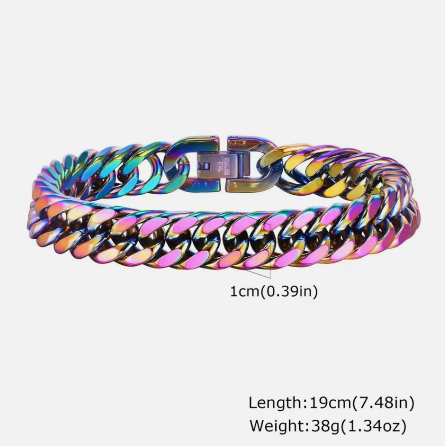 Stainless Steel Oil Stain Color Cuban Link Bracelet