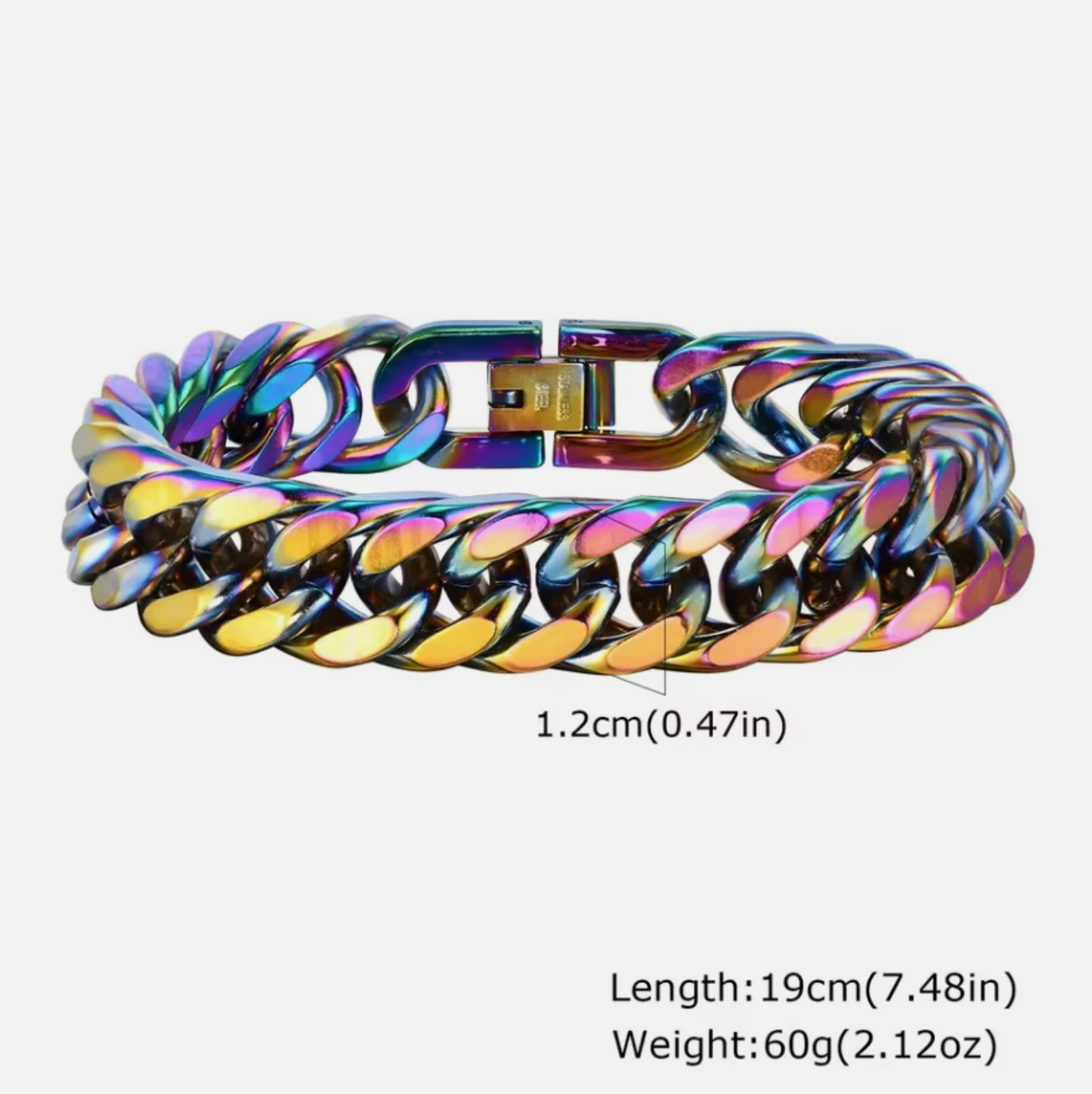 Stainless Steel Oil Stain Color Cuban Link Bracelet