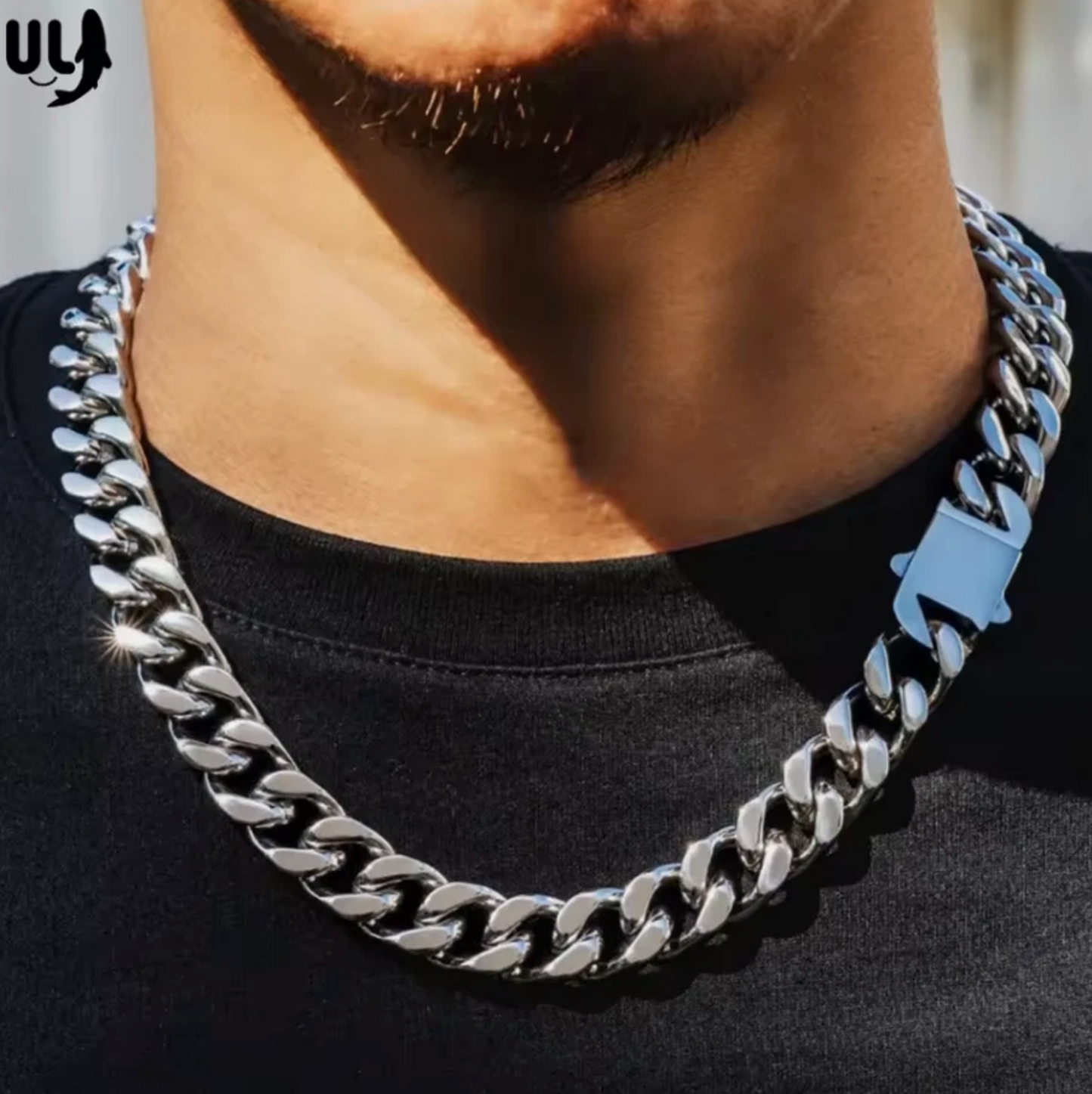 12mm Mens 316L Stainless Steel Ultra Shine Cuban Link Chain Necklace