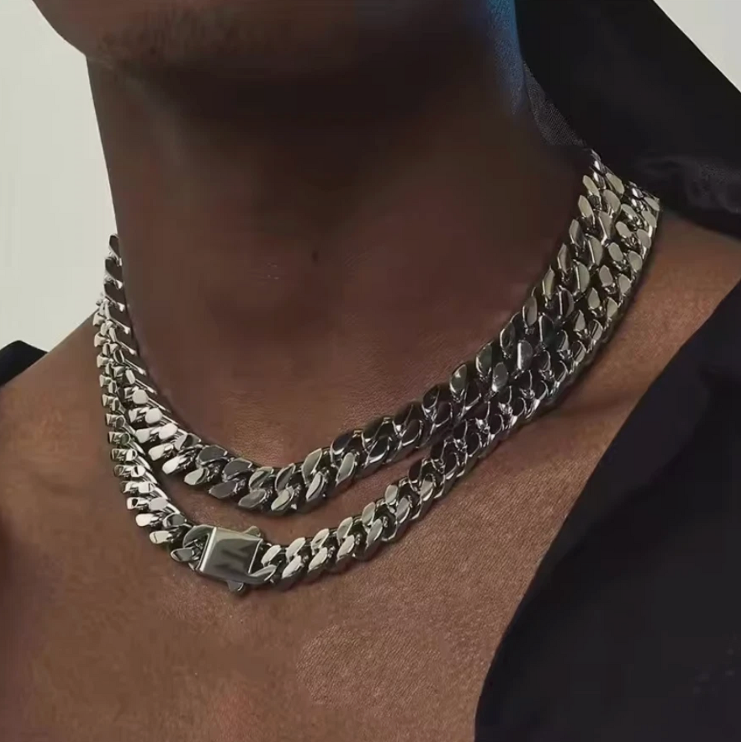 12mm Mens 316L Stainless Steel Ultra Shine Cuban Link Chain Necklace