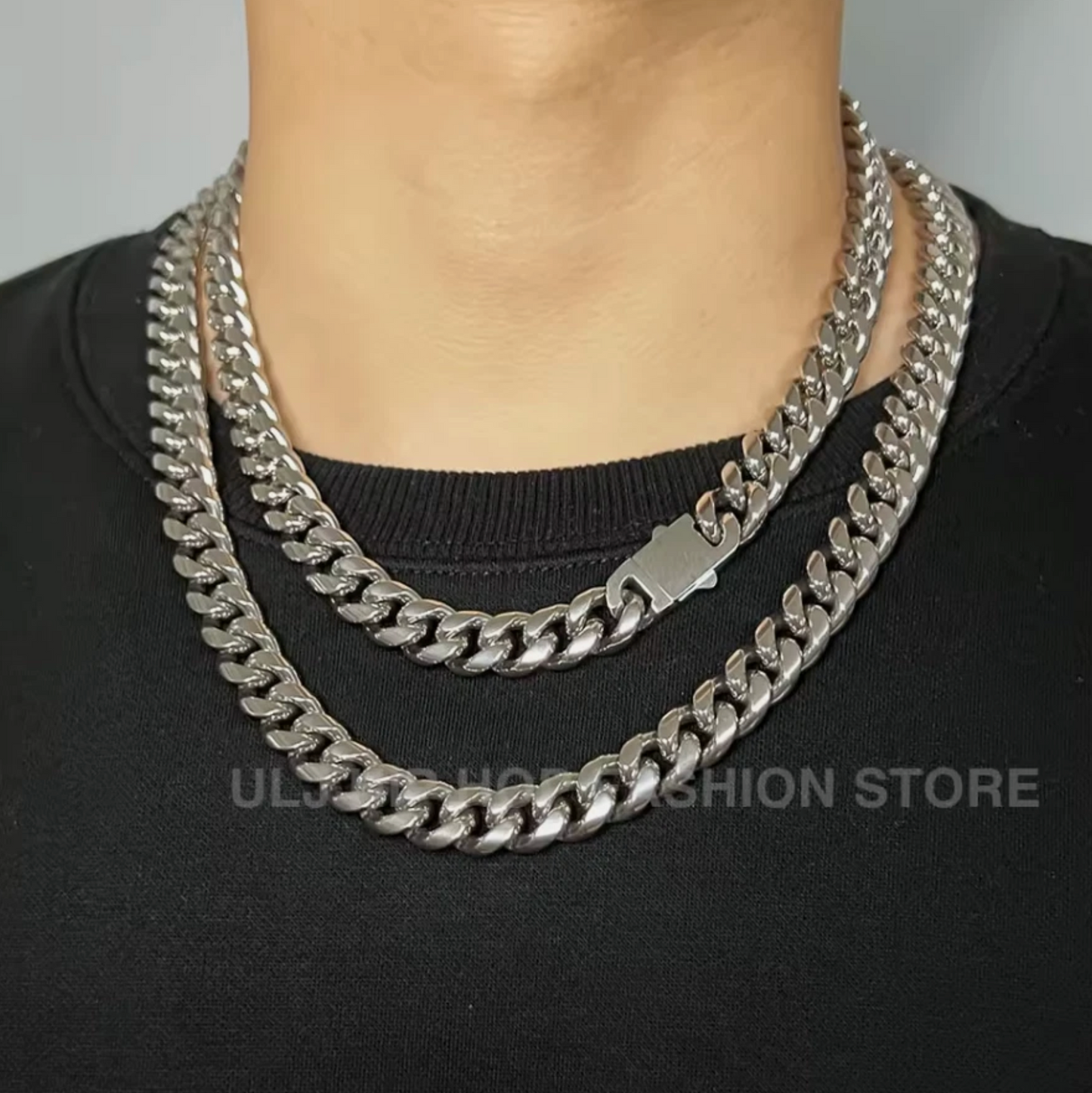 12mm Mens 316L Stainless Steel Ultra Shine Cuban Link Chain Necklace