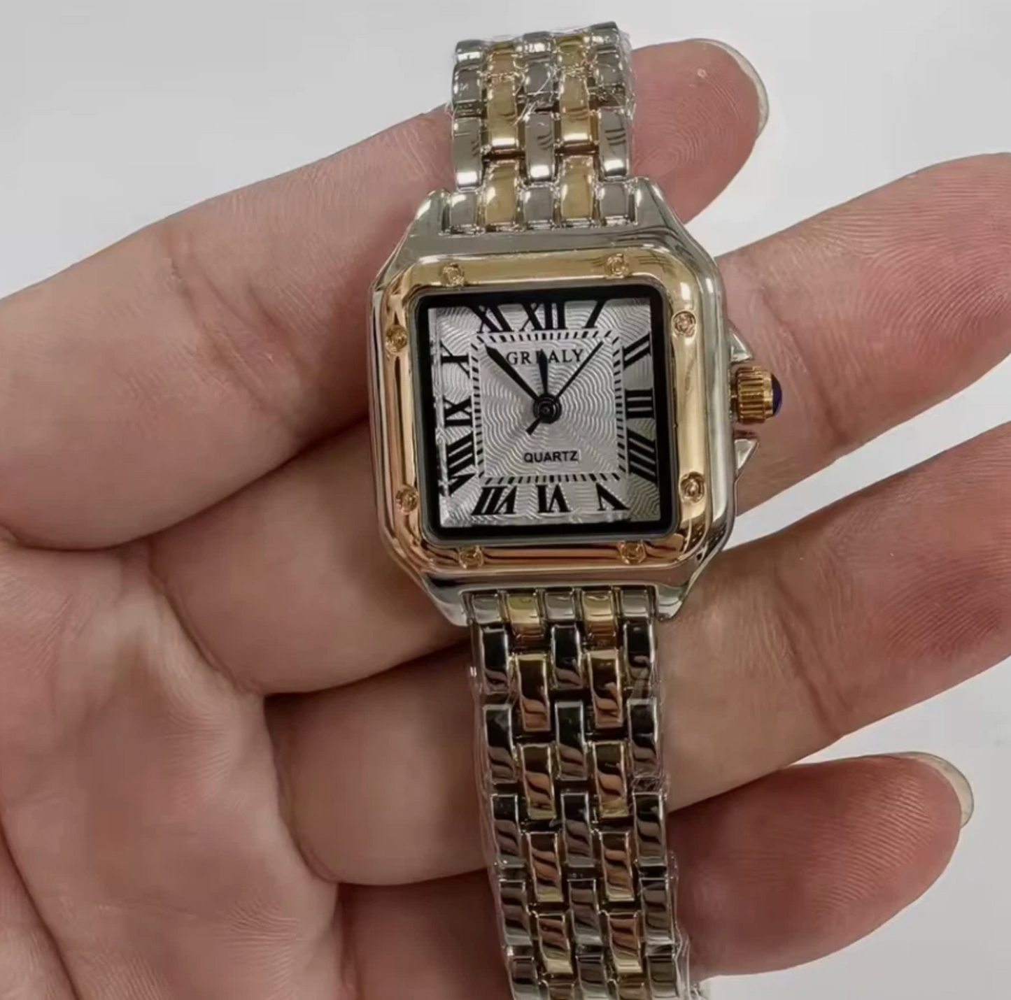 18cm Band GREALY Women's Or Mens Stainless Steel Gold & Silver Quartz Watch