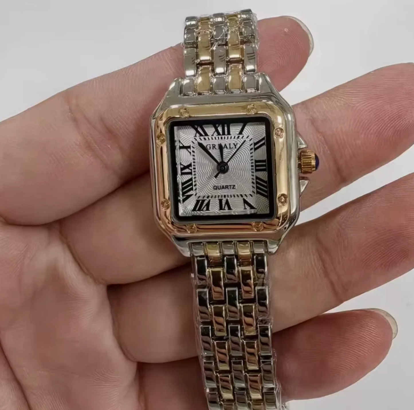 18cm Band GREALY Women's Or Mens Stainless Steel Gold & Silver Quartz Watch