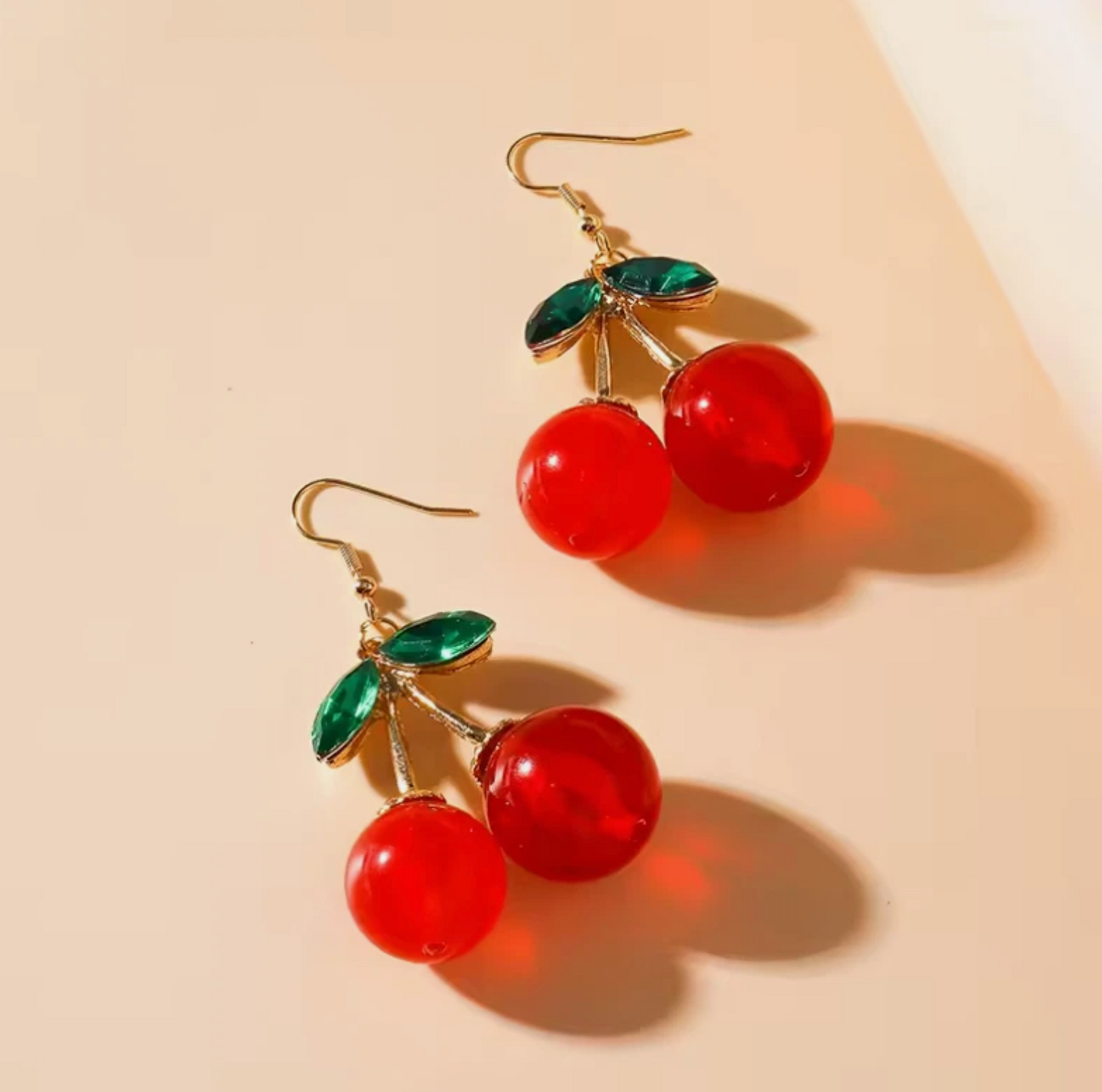 Womens Cherry Fruit Dangling Earrings Pair Set