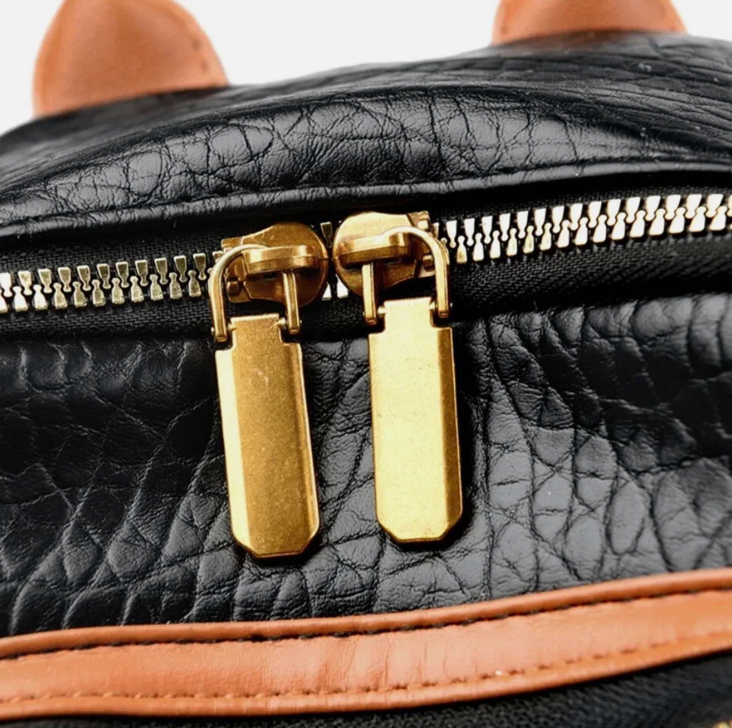 Womens Black Stained PU Leather Premium Designed Fashion Backpack