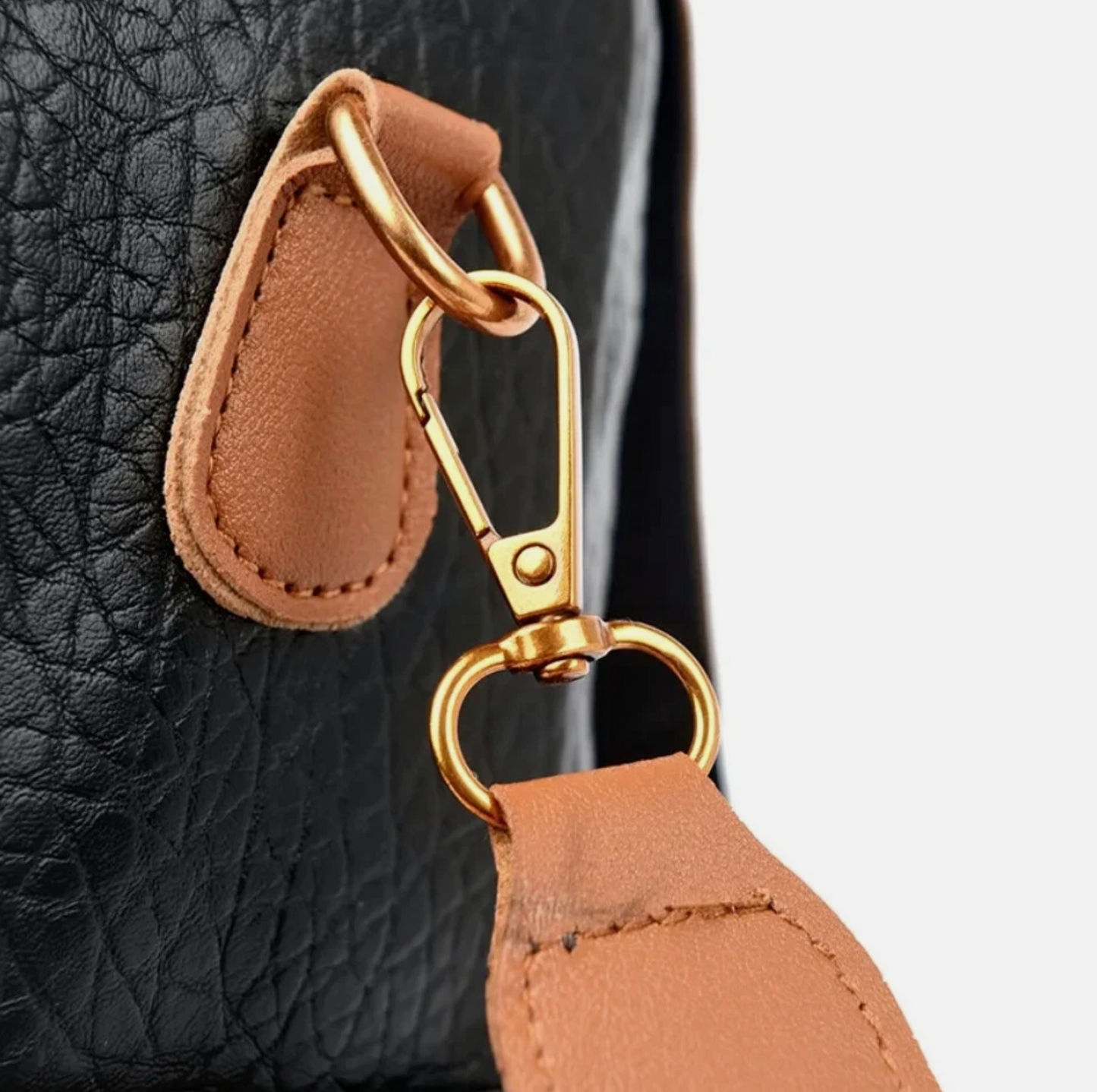 Womens Black Stained PU Leather Premium Designed Fashion Backpack