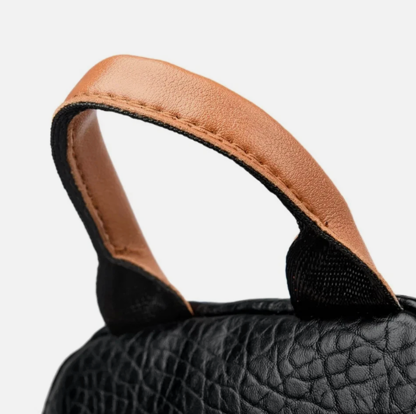 Womens Black Stained PU Leather Premium Designed Fashion Backpack