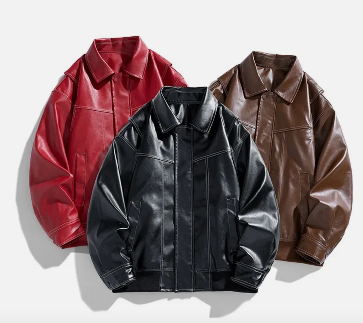 Mens Or Women Retro Style Synthetic Genuine Leather Zipper Jacket
