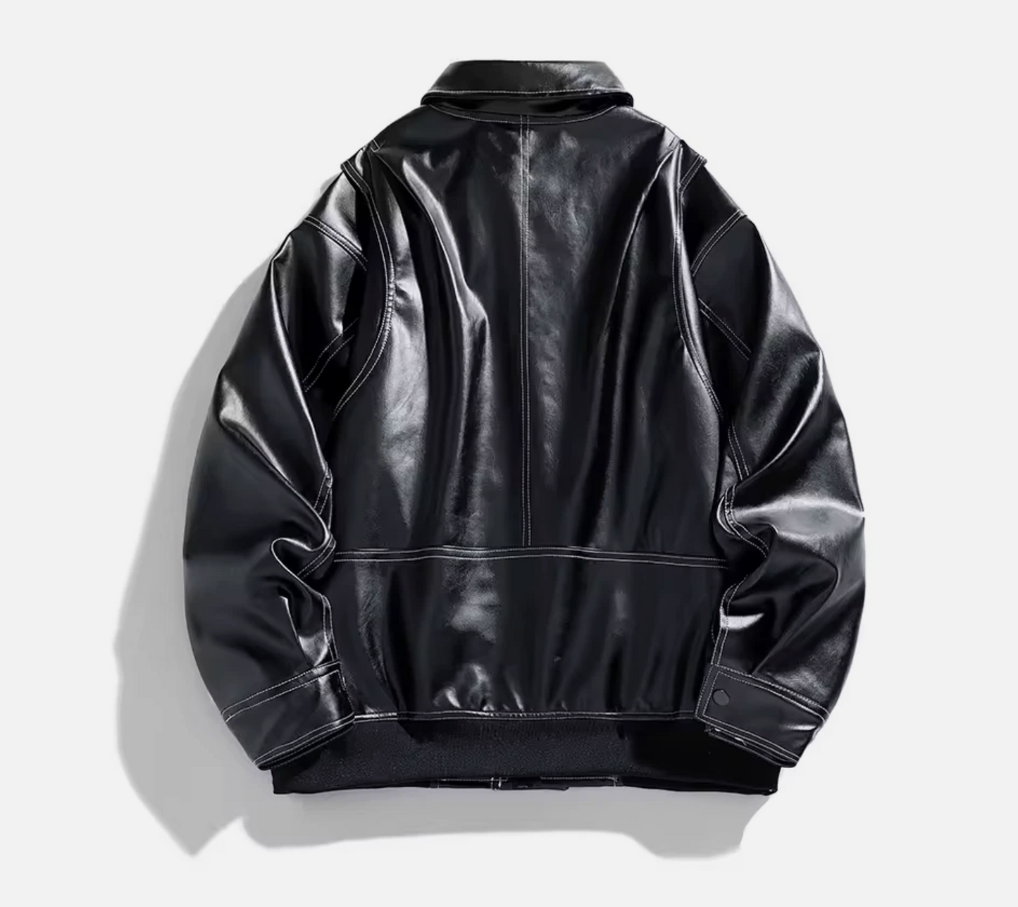 Mens Or Women Retro Style Synthetic Genuine Leather Zipper Jacket