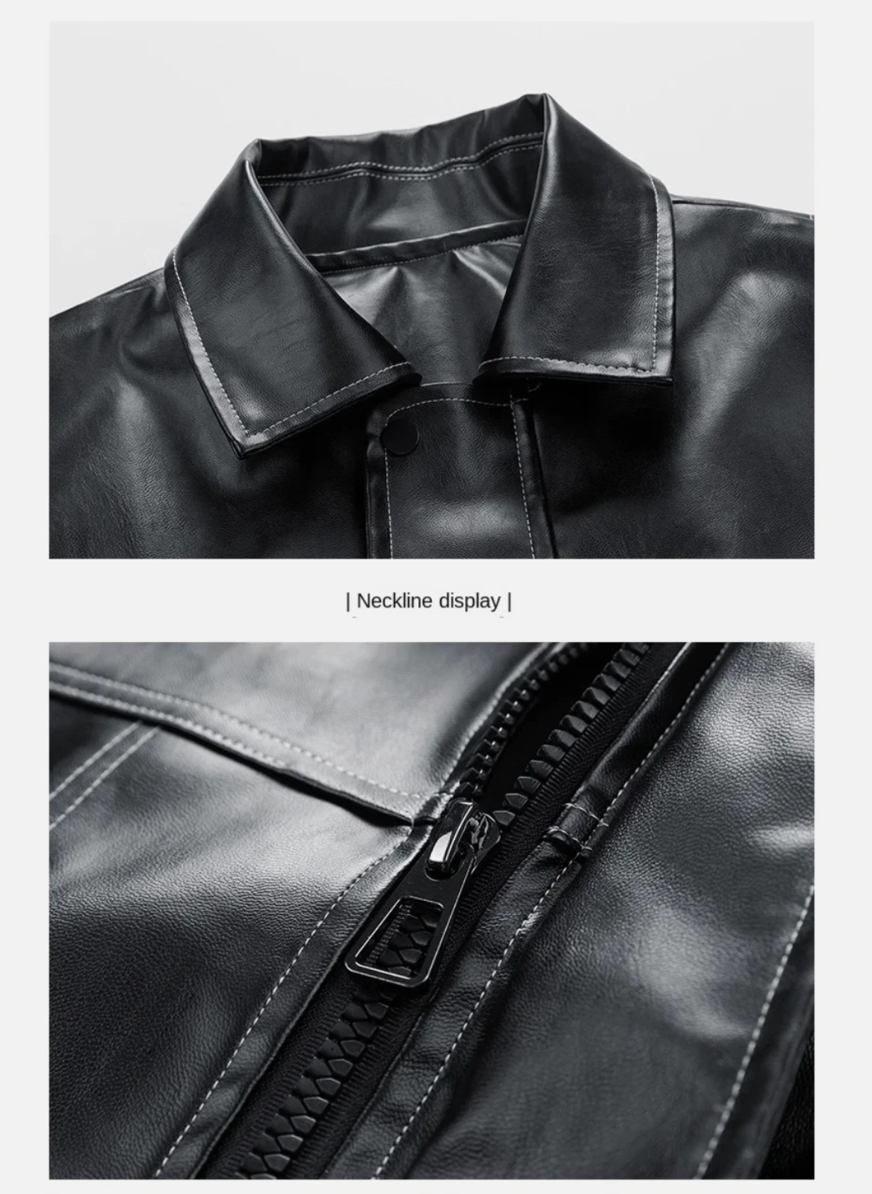 Mens Or Women Retro Style Synthetic Genuine Leather Zipper Jacket