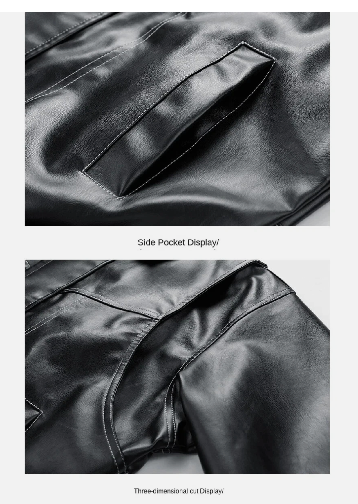 Mens Or Women Retro Style Synthetic Genuine Leather Zipper Jacket
