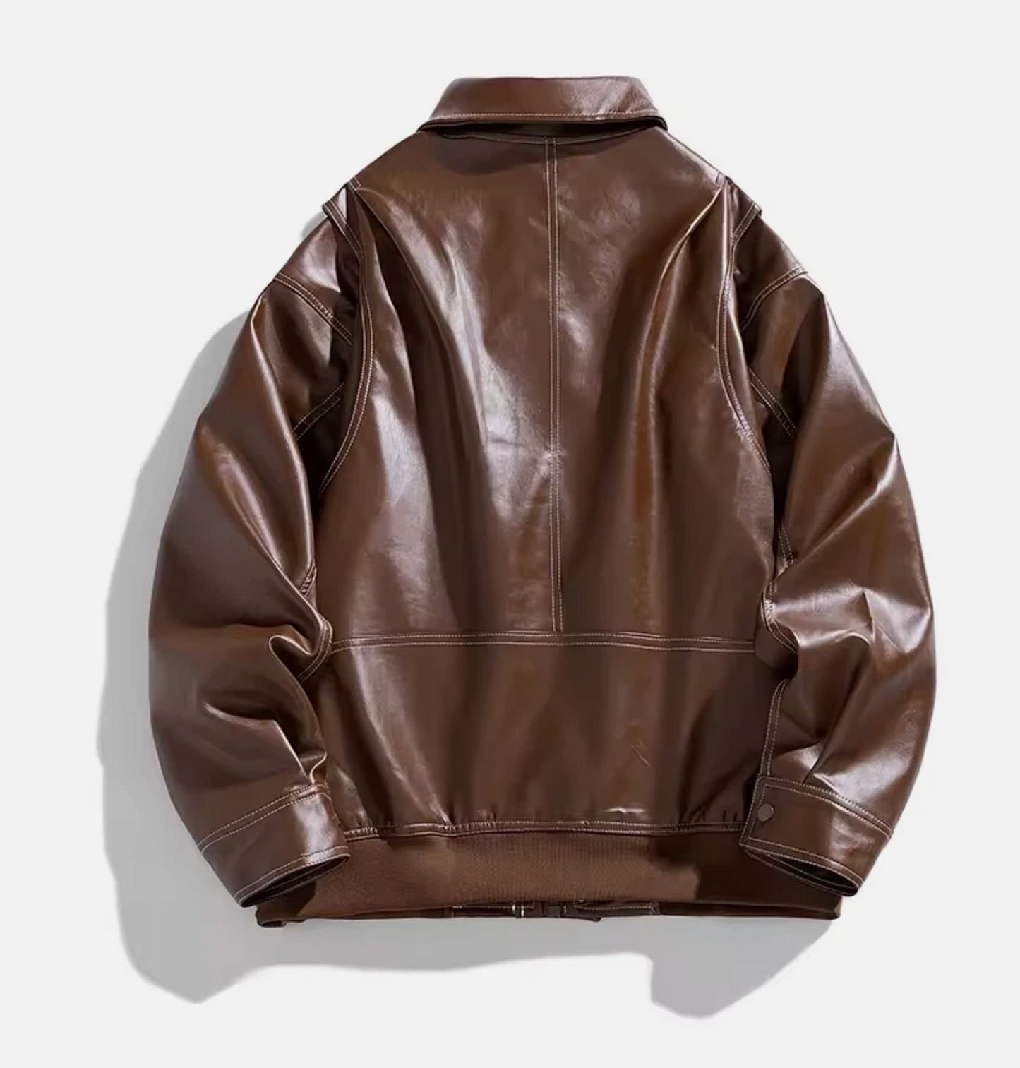 Mens Or Women Retro Style Synthetic Genuine Leather Zipper Jacket