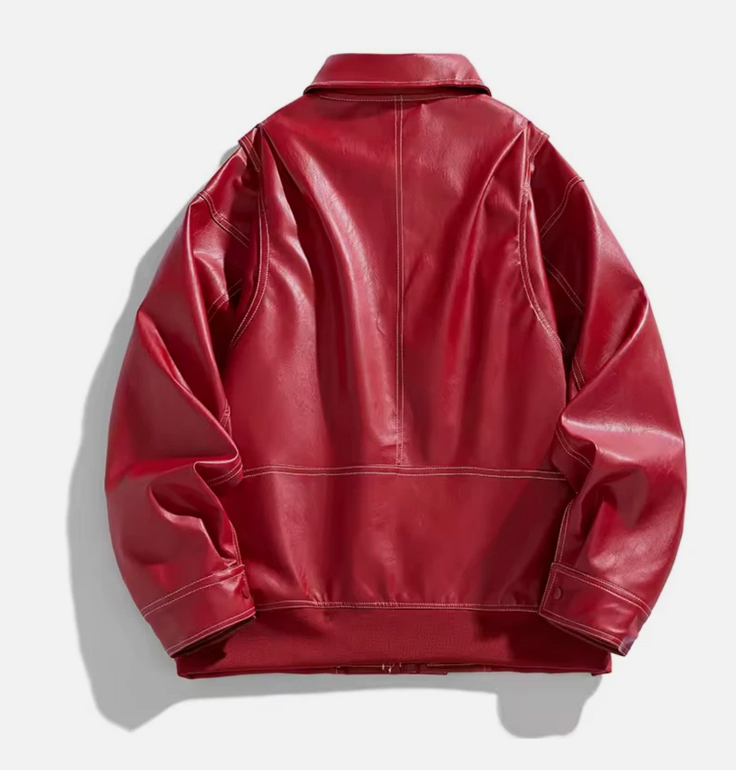 Mens Or Women Retro Style Synthetic Genuine Leather Zipper Jacket