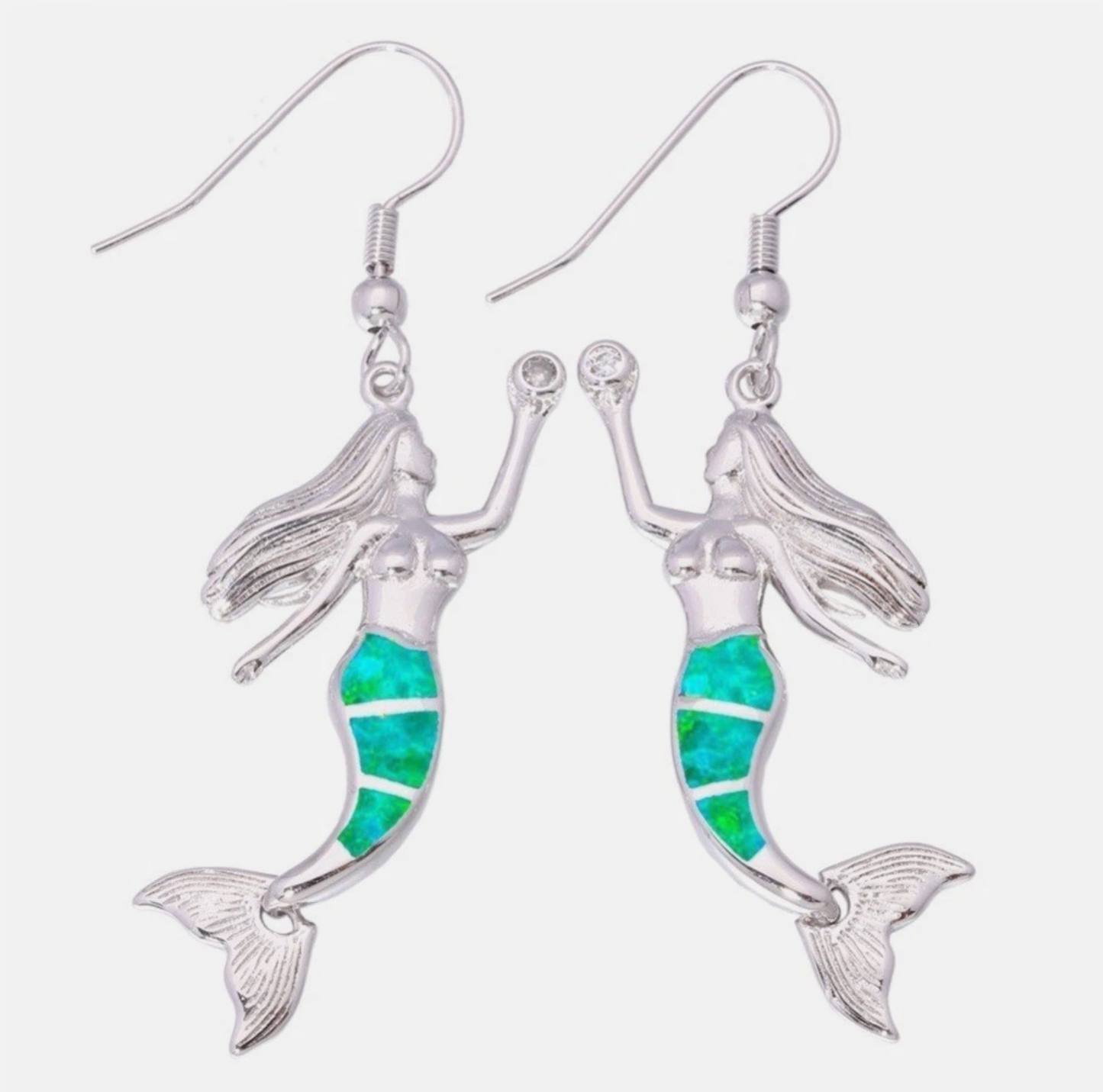 Mermaid Tears Stain Glass Style Earrings Blue, Green, And White