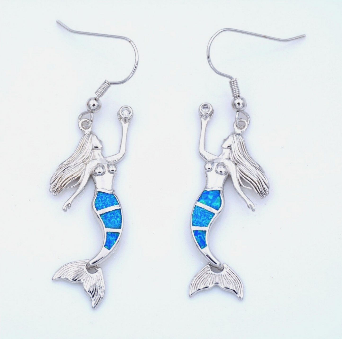 Mermaid Tears Stain Glass Style Earrings Blue, Green, And White