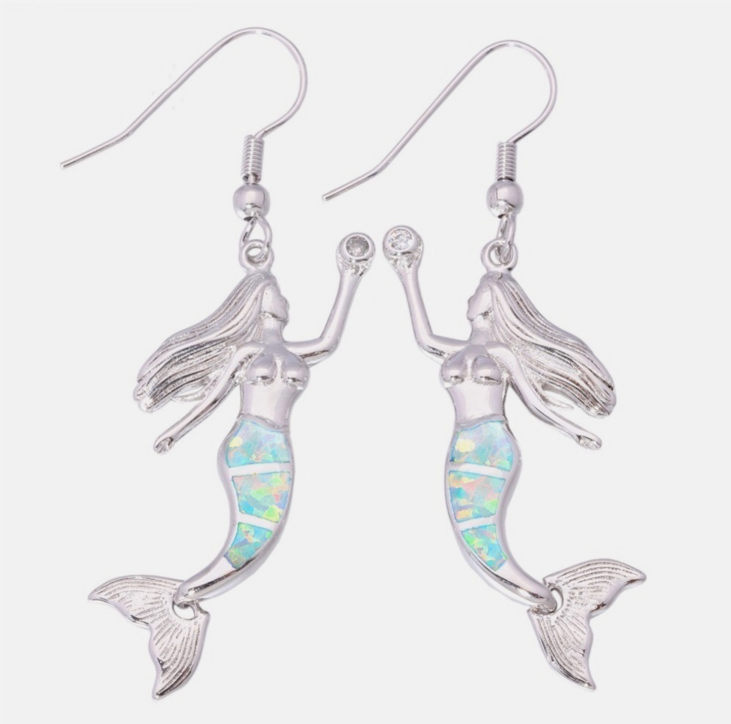 Mermaid Tears Stain Glass Style Earrings Blue, Green, And White