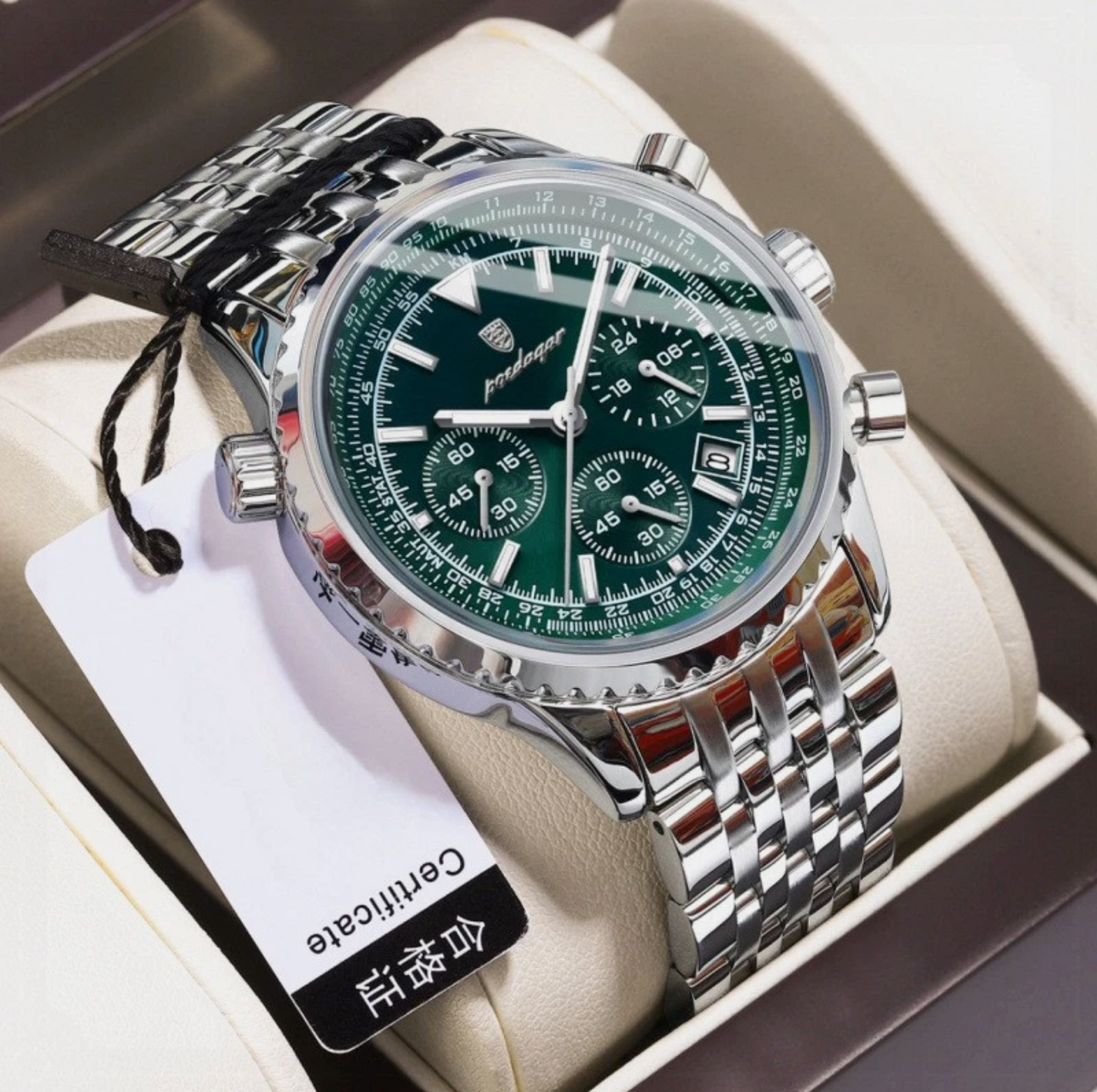 Men's Watch Waterproof Luminous Glass Multi-function Timing Quartz Watch