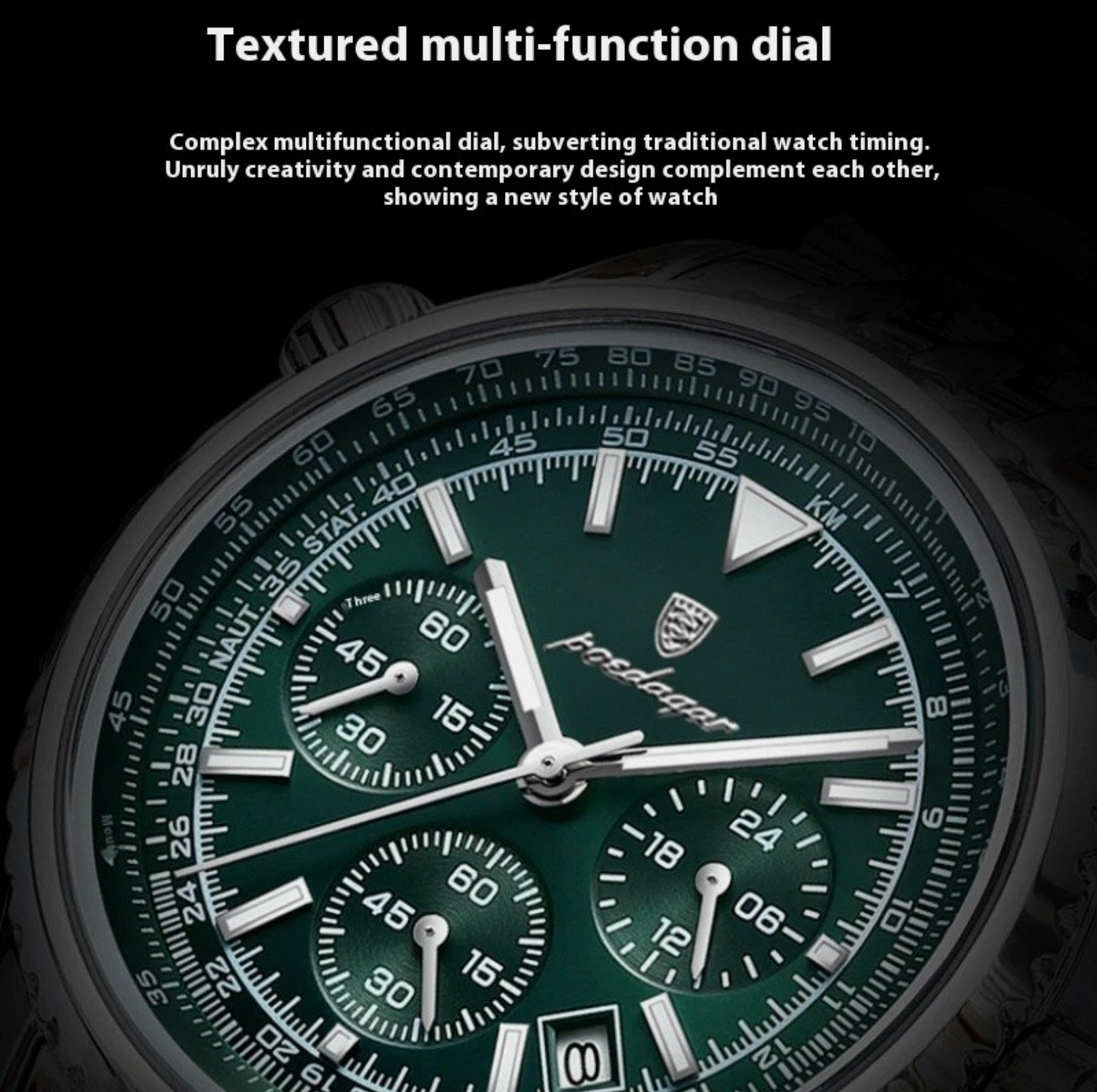 Men's Watch Waterproof Luminous Glass Multi-function Timing Quartz Watch