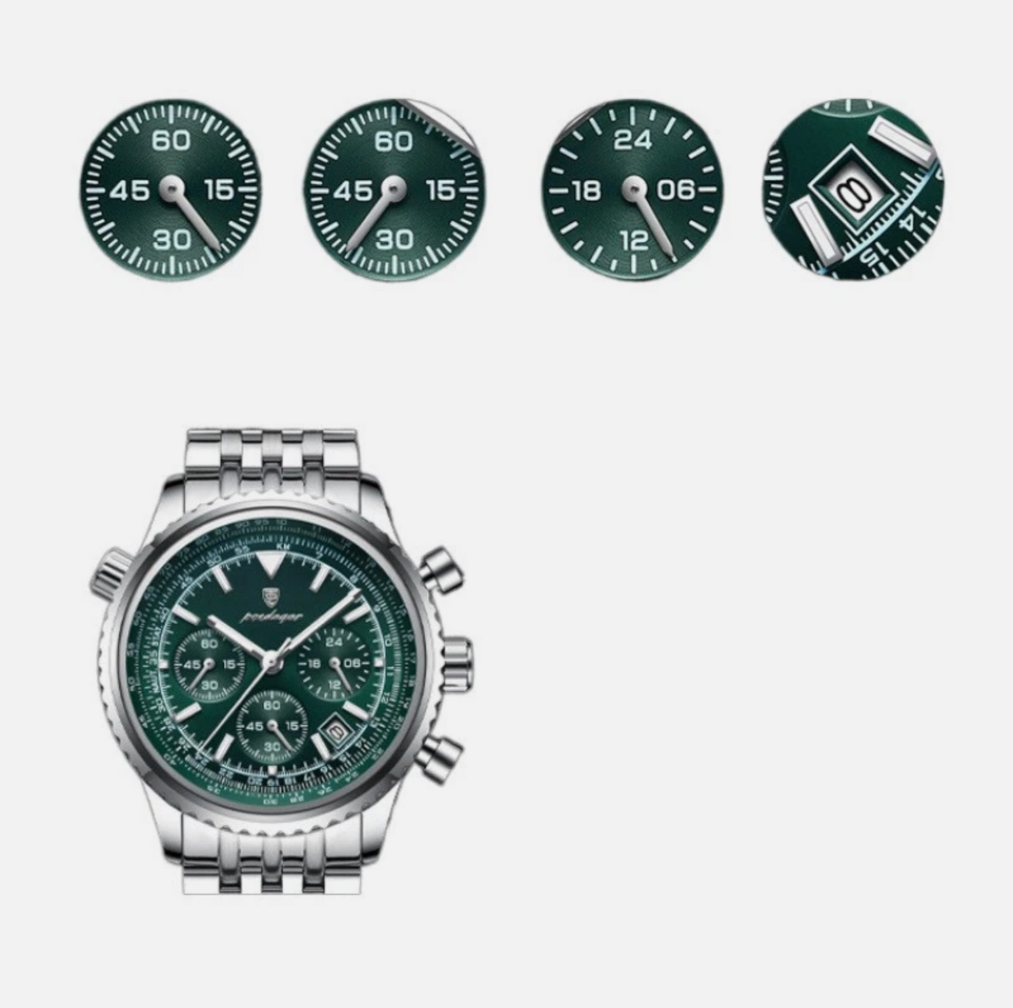 Men's Watch Waterproof Luminous Glass Multi-function Timing Quartz Watch
