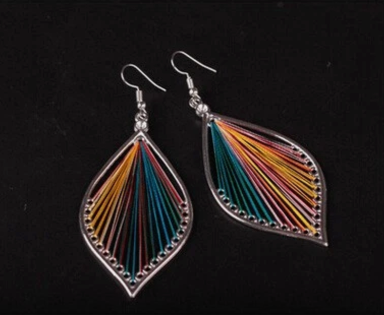 Yarn Leaf Dream Catcher Womens Peacock Earrings