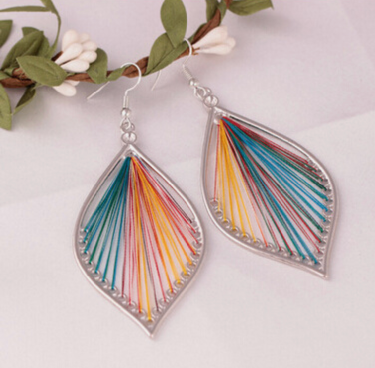 Yarn Leaf Dream Catcher Womens Peacock Earrings