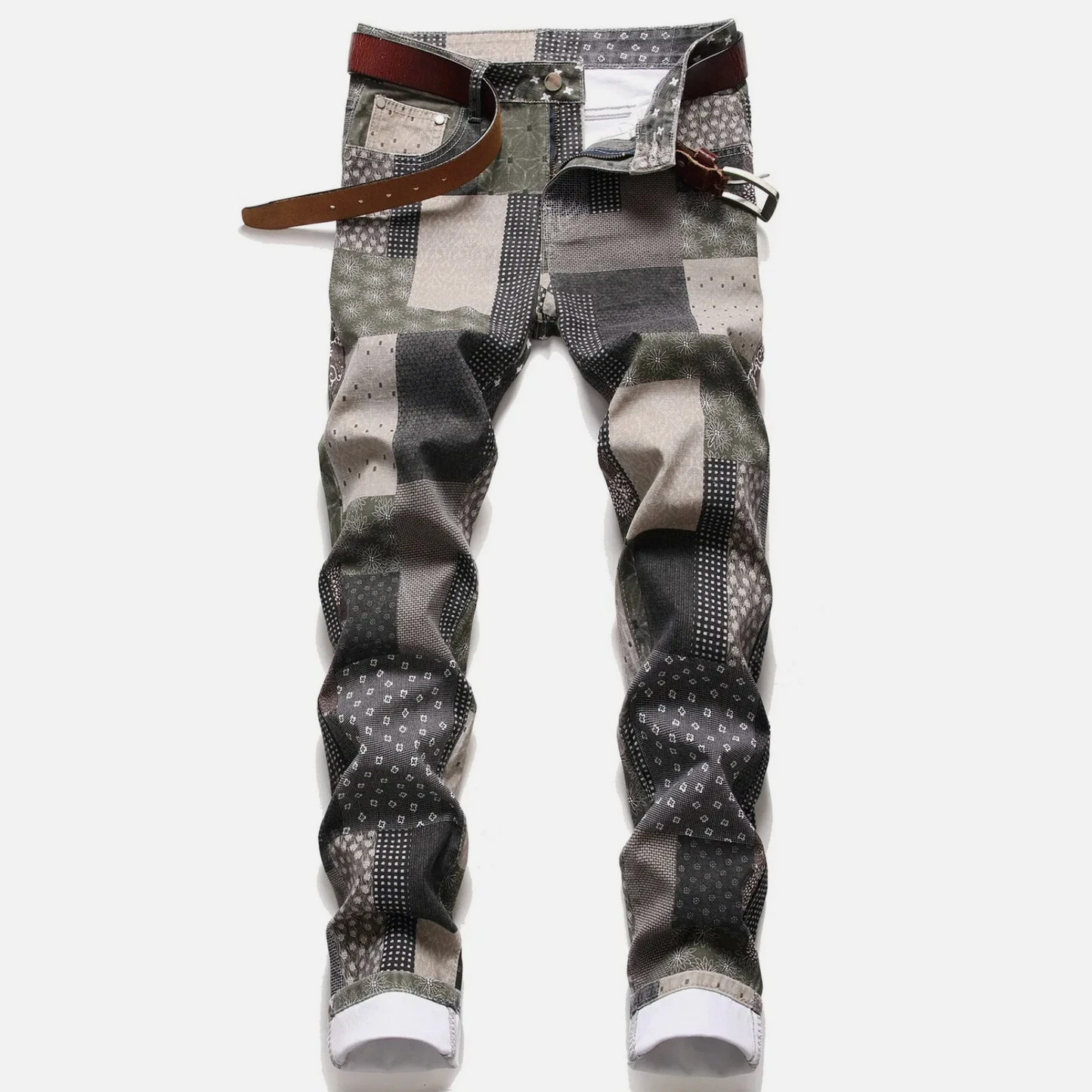 Mens Plaid & Custom Design Street Stryle Retro Jeans