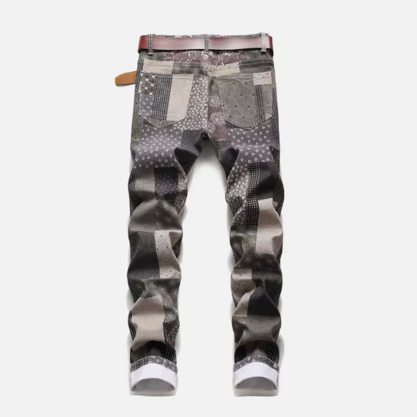 Mens Plaid & Custom Design Street Stryle Retro Jeans