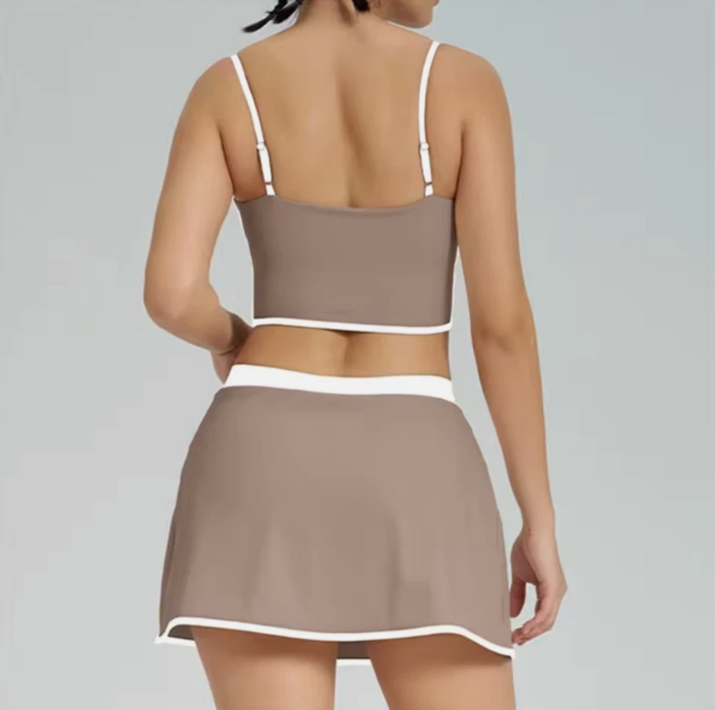 Womens Athletic Skirt And Crop Top Yoga Track Suite