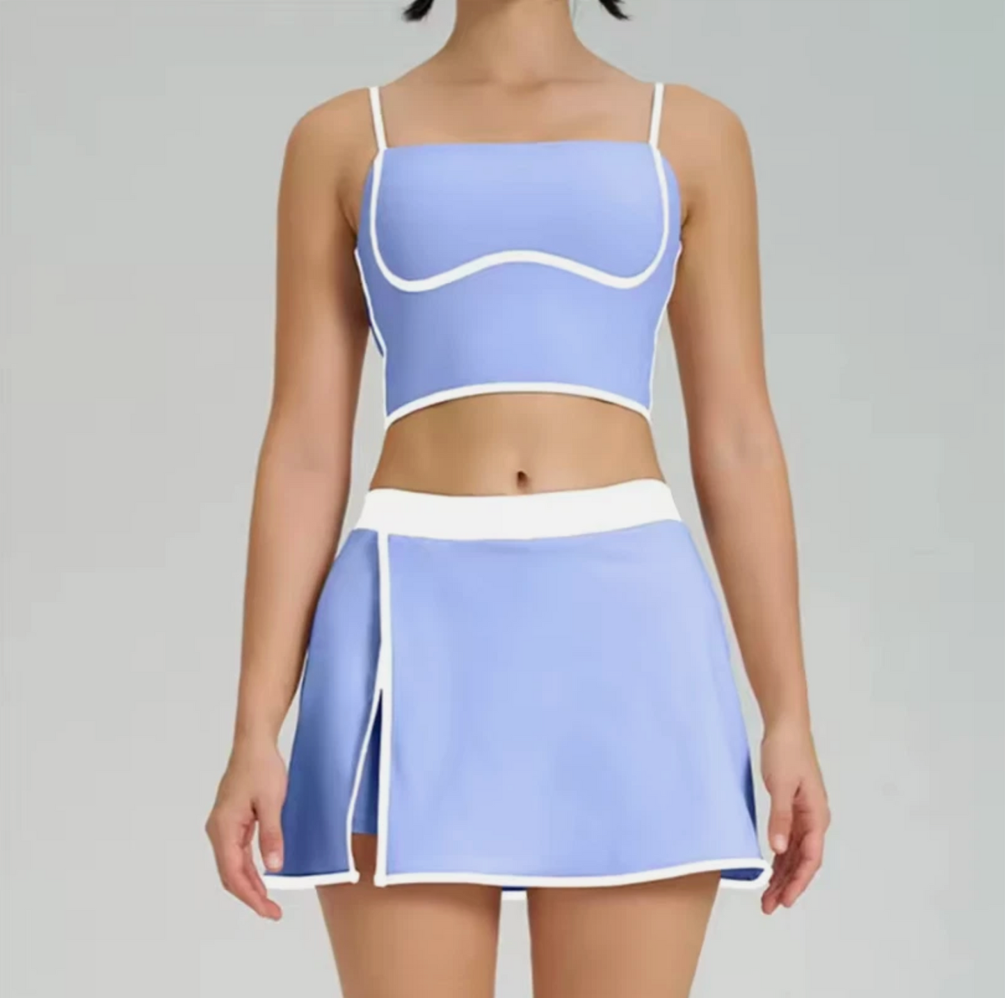 Womens Athletic Skirt And Crop Top Yoga Track Suite