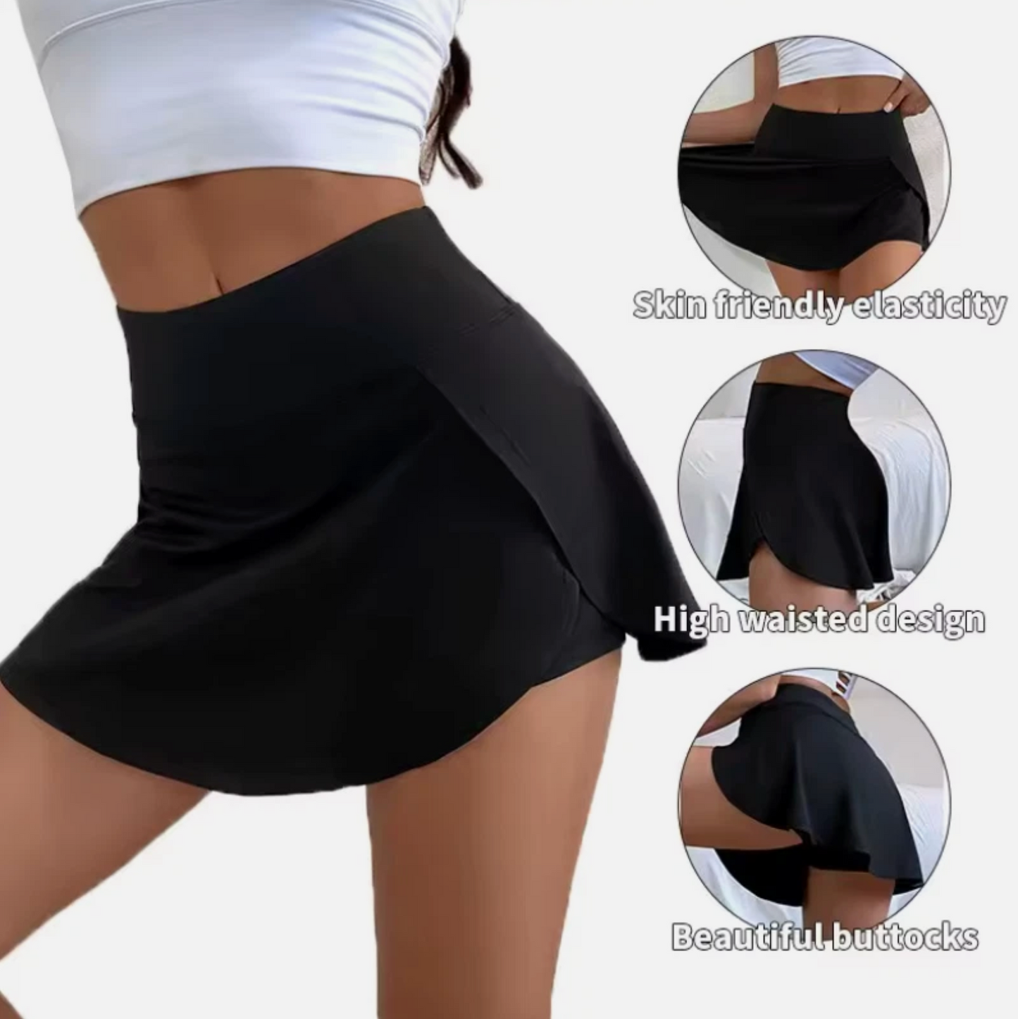 Womens Spandex Anti Glare Athletic Skirt With Under Garment An Flexible Mobility